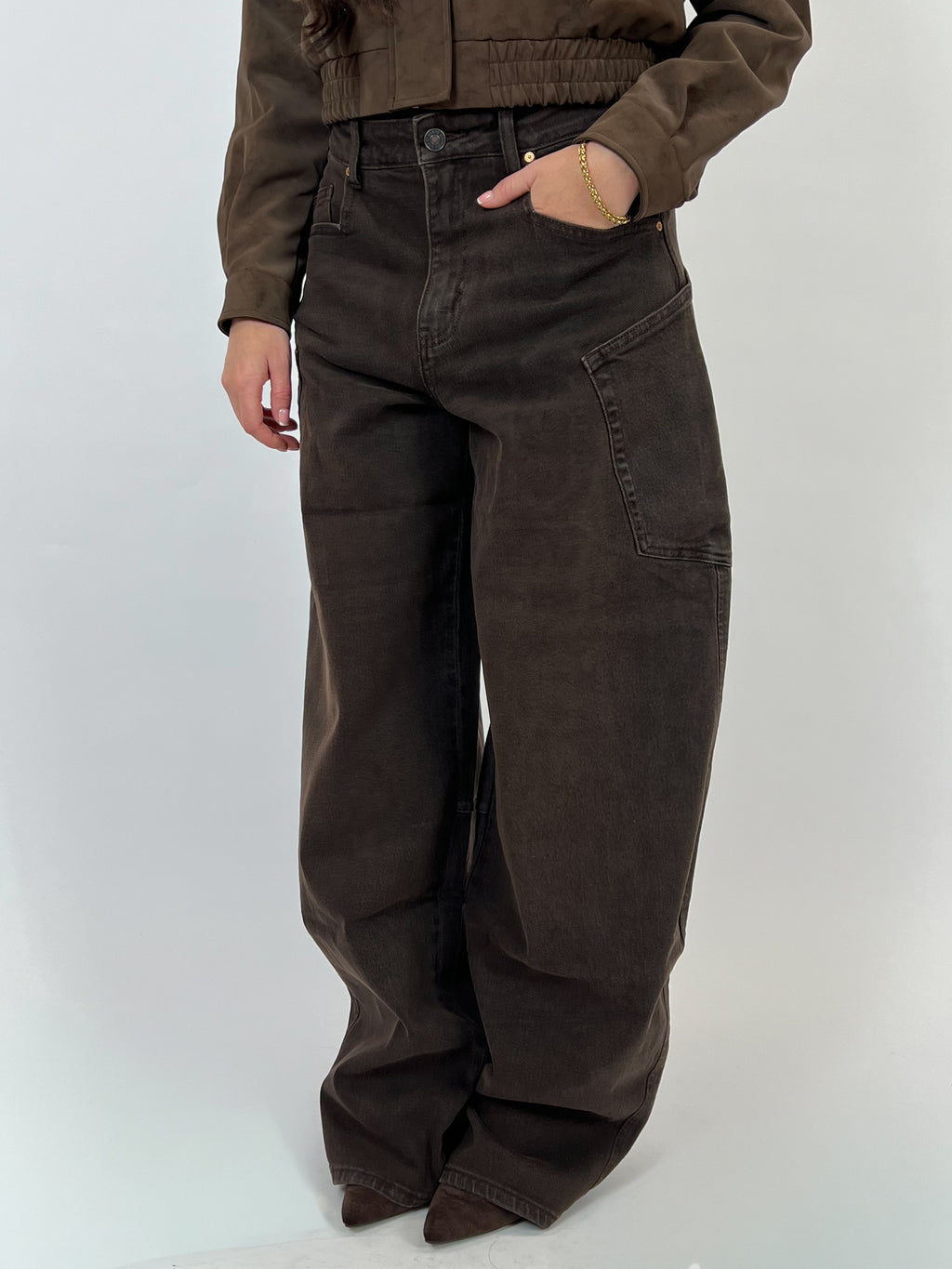 BALLOON FIT STRETCH CARGO CHOCO