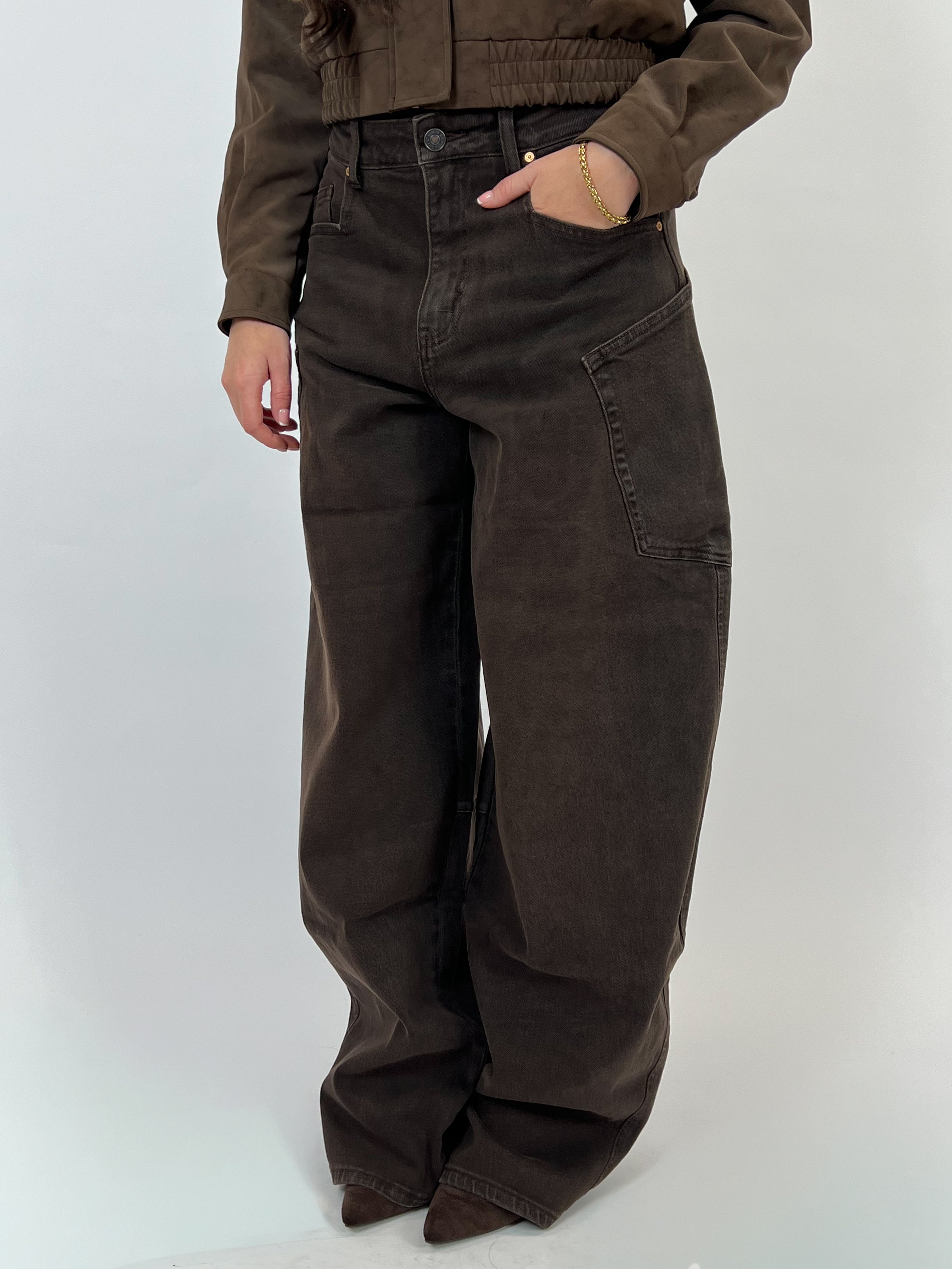 BALLOON FIT STRETCH CARGO CHOCO