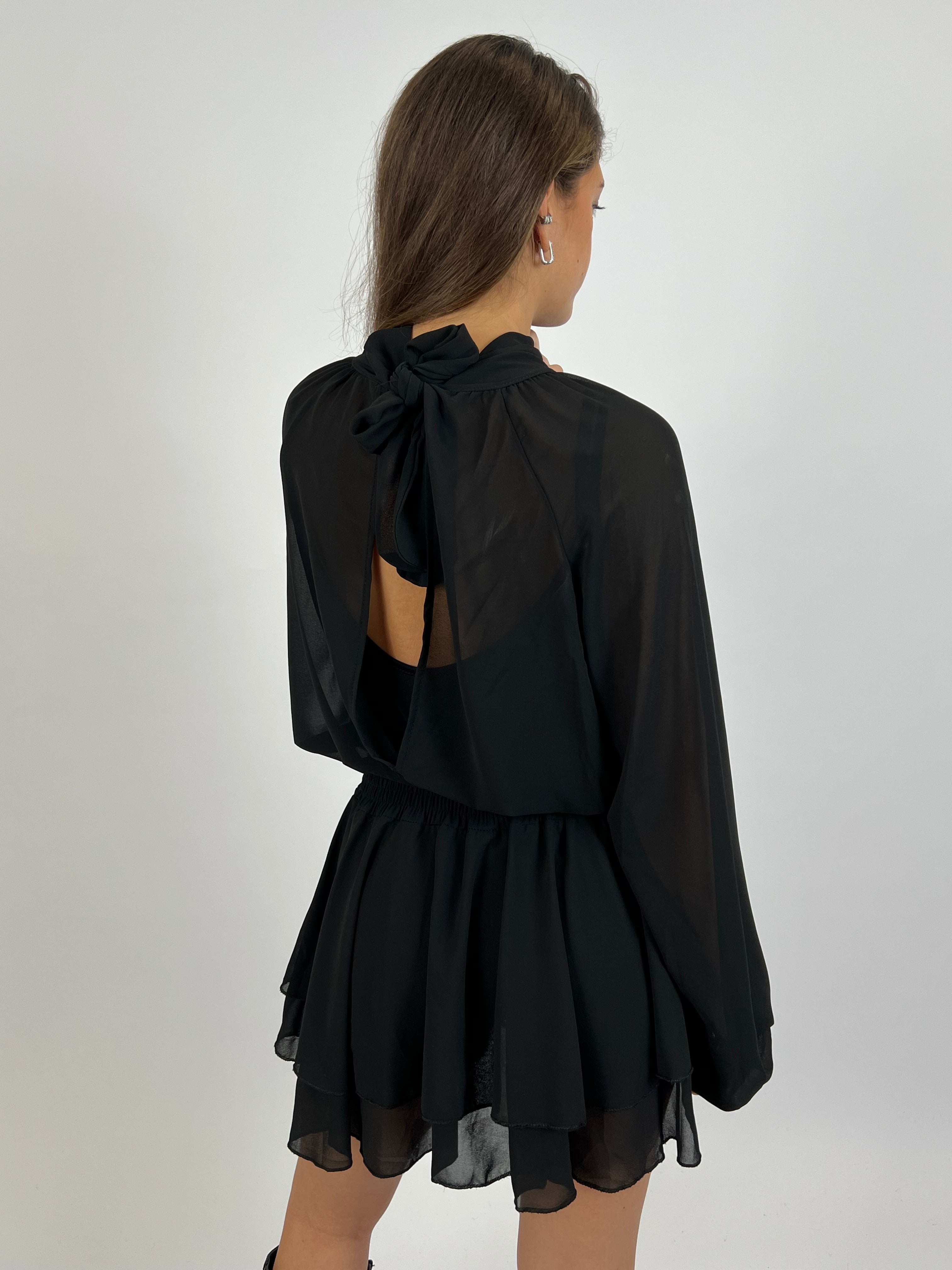 FLOWY OPEN BACK DRESS BLACK