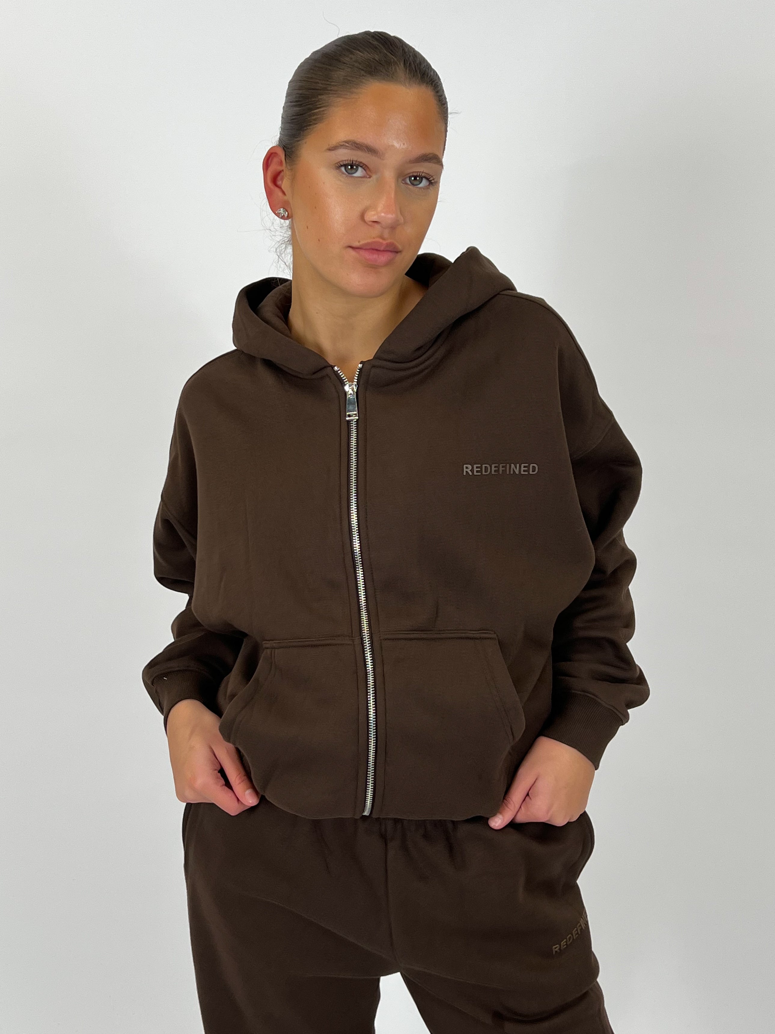 REDEFINED OVERSIZED ZIP VEST CHOCO