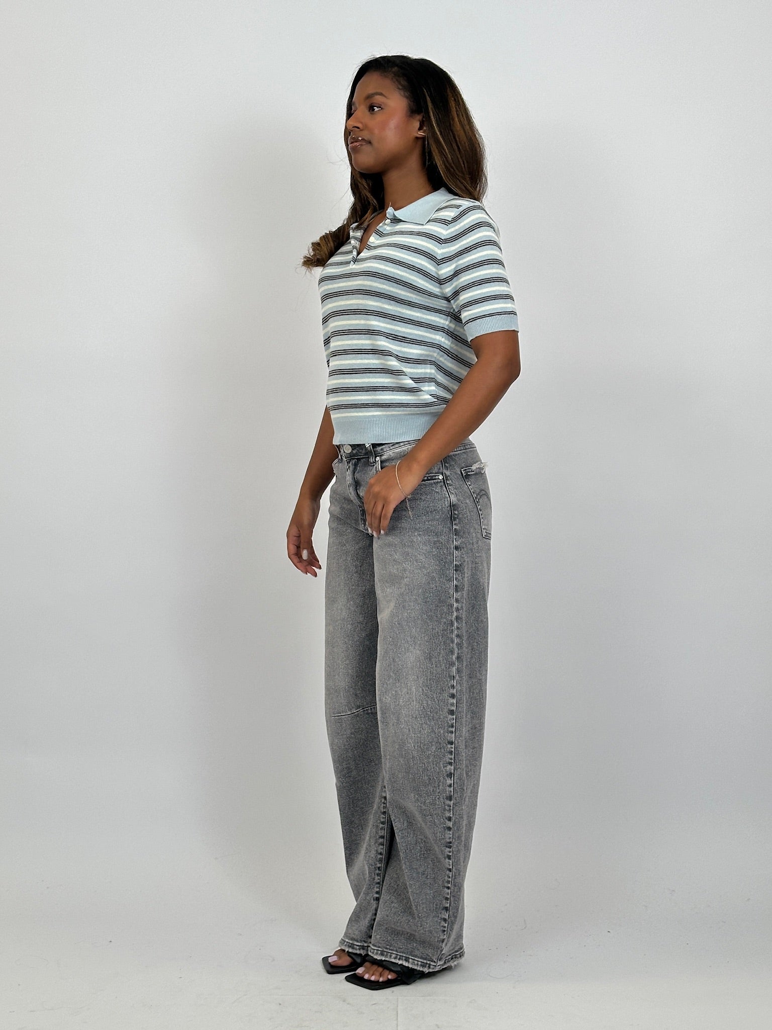 BARREL STRETCH JEANS GREY