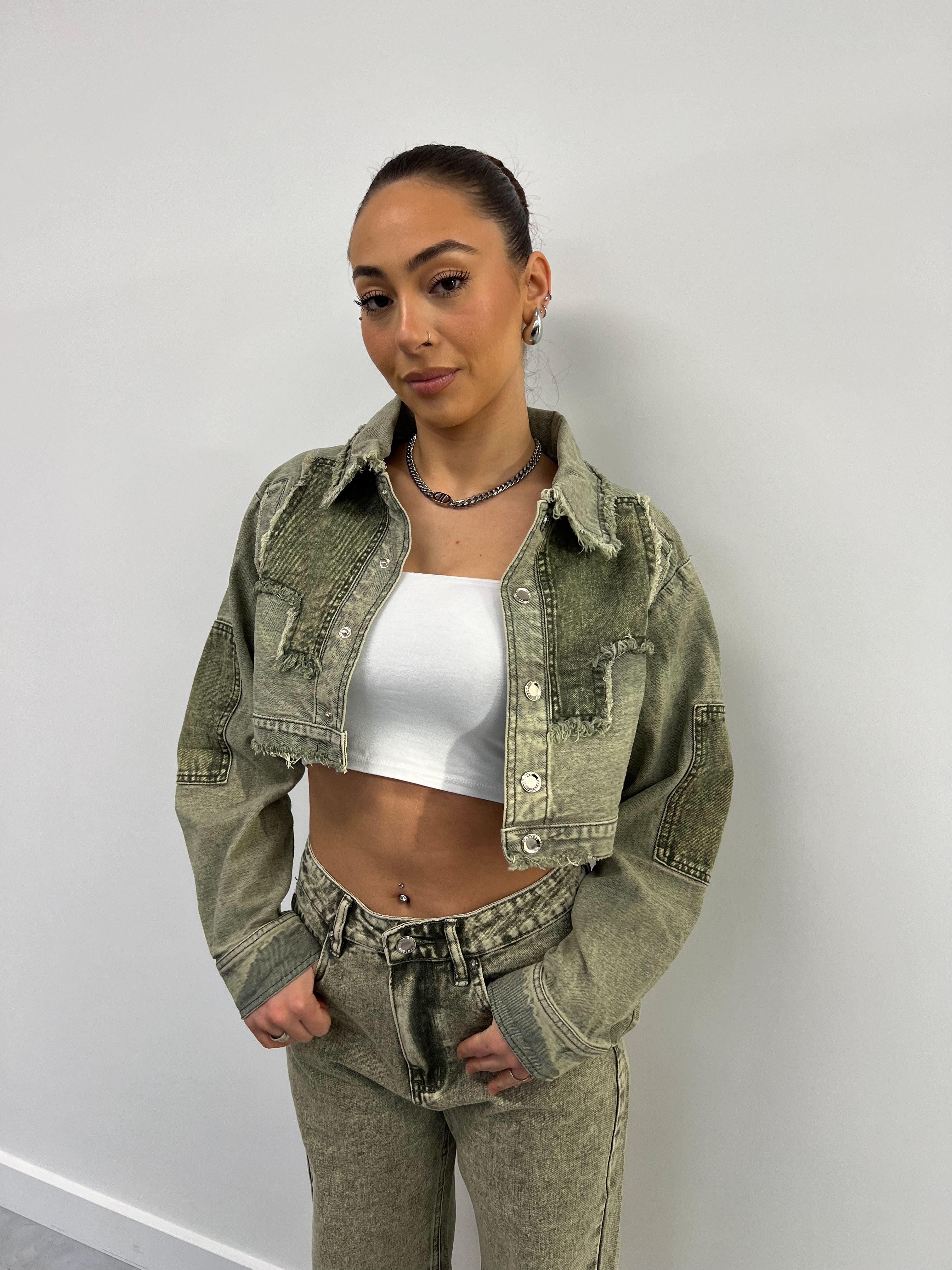 GREEN  WASH CARPENTER JACKET