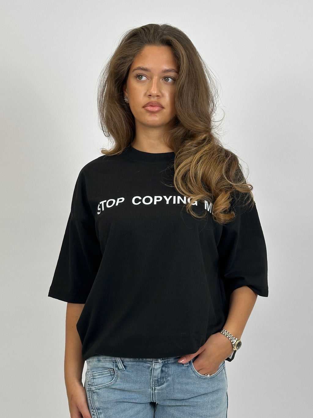 STOP COPYING ME TEE BLACK