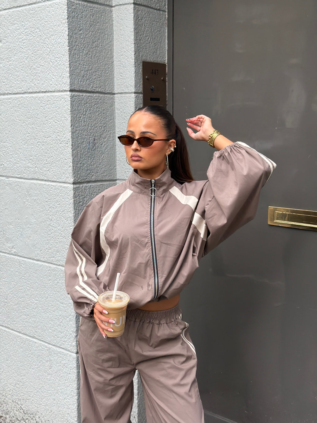 GINA WINDBREAKER TRACKSUIT TAUPE