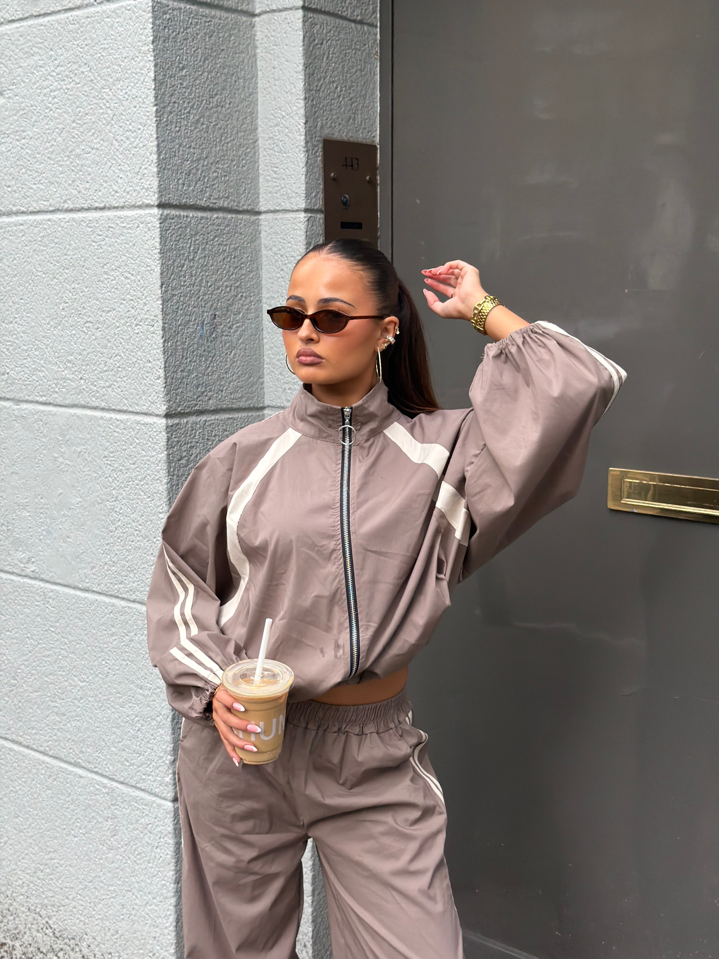 GINA WINDBREAKER TRACKSUIT TAUPE