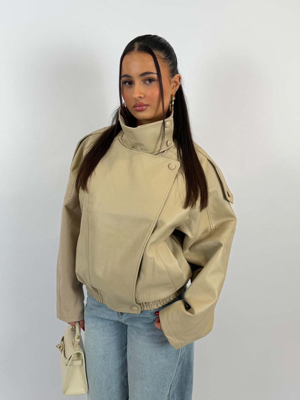 LAURENT BEIGE LEATHER JACKET