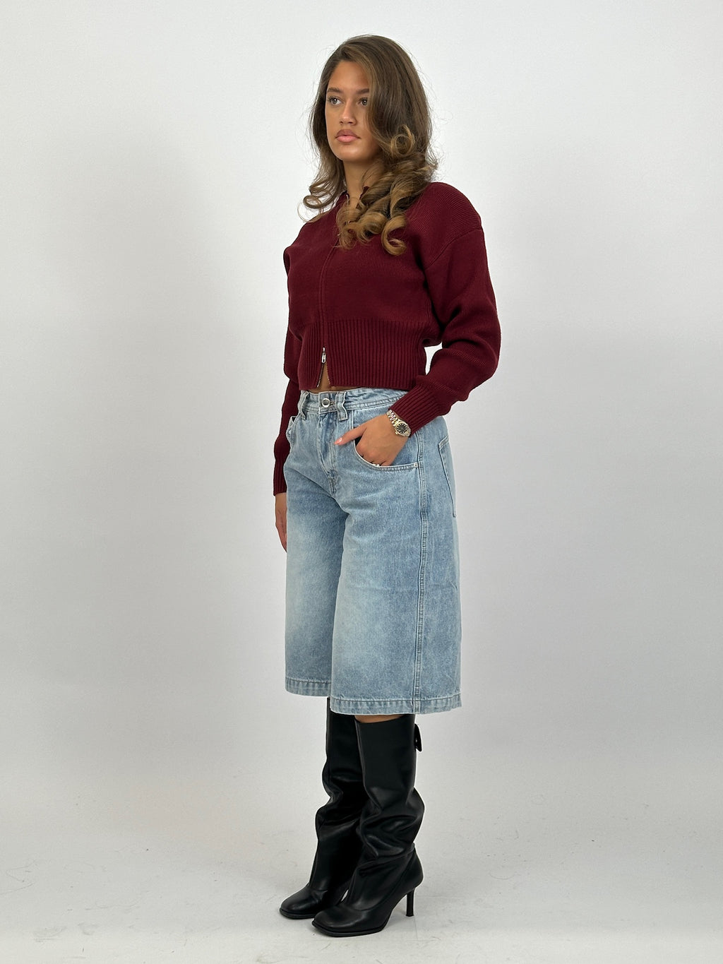 ZIP CARDIGAN BORDEAUX