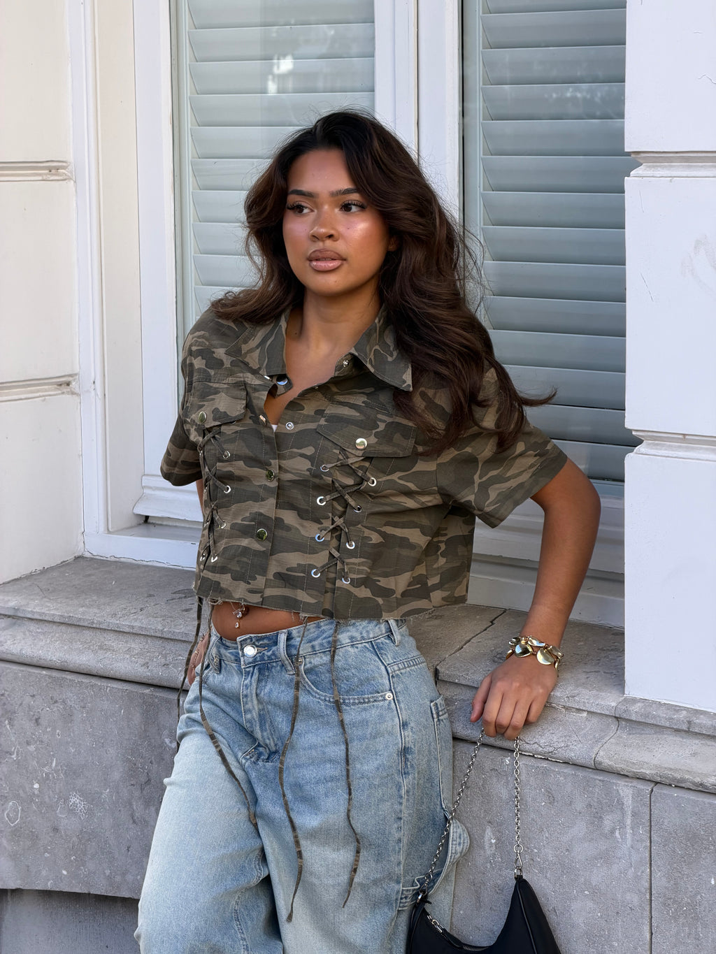 KELLY TIE UP TOP CAMO