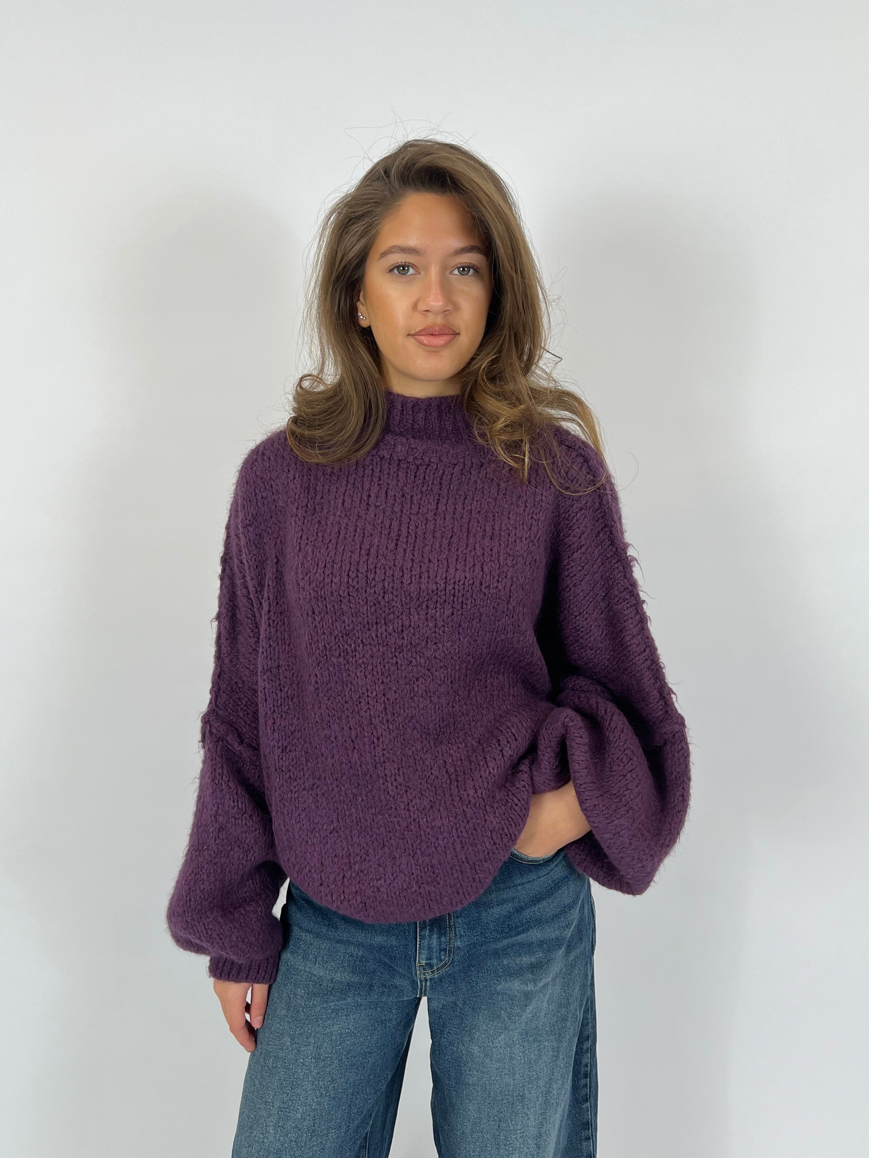 BIG WOOL KNIT PLUM