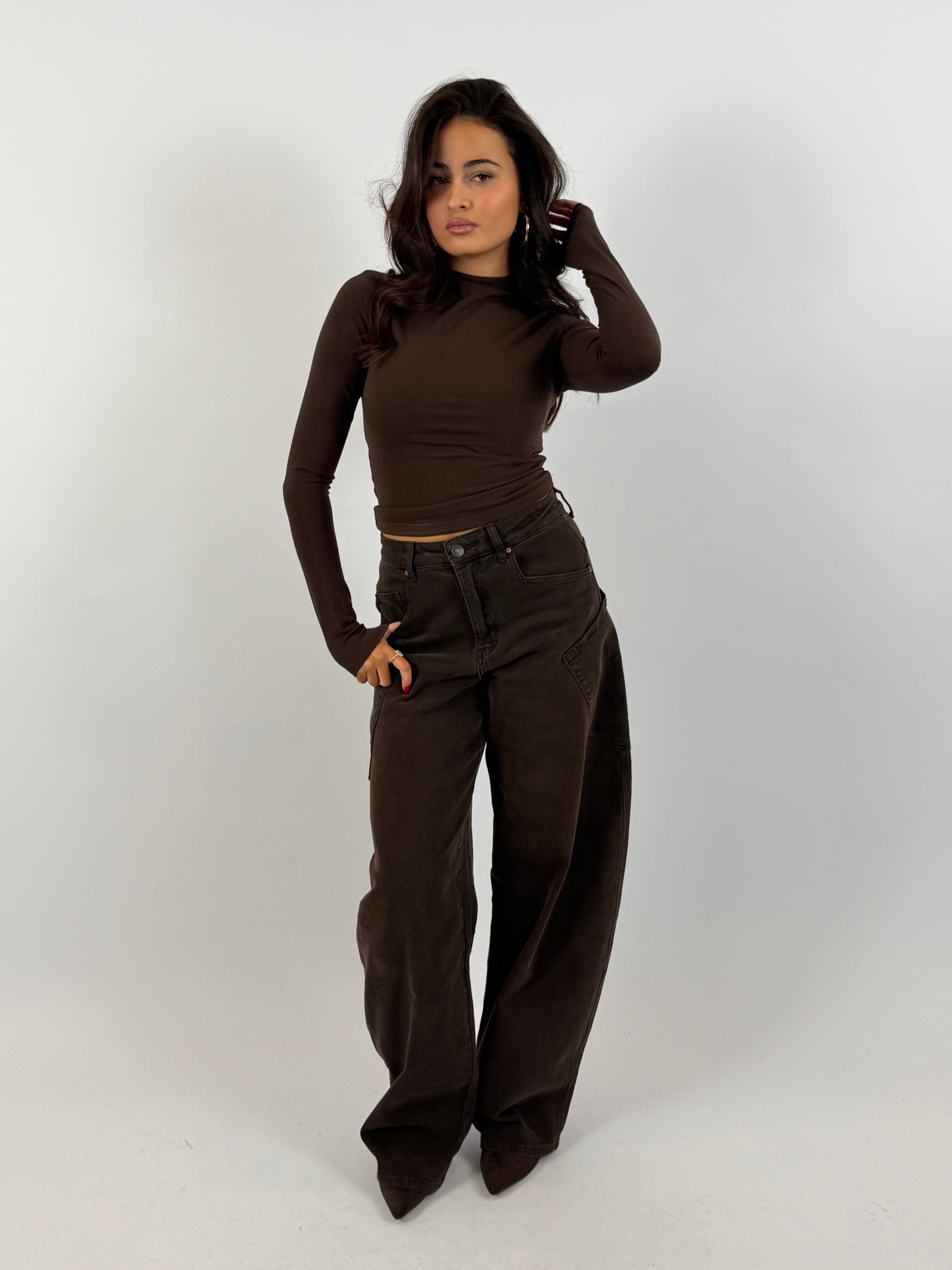 BALLOON FIT STRETCH CARGO CHOCO