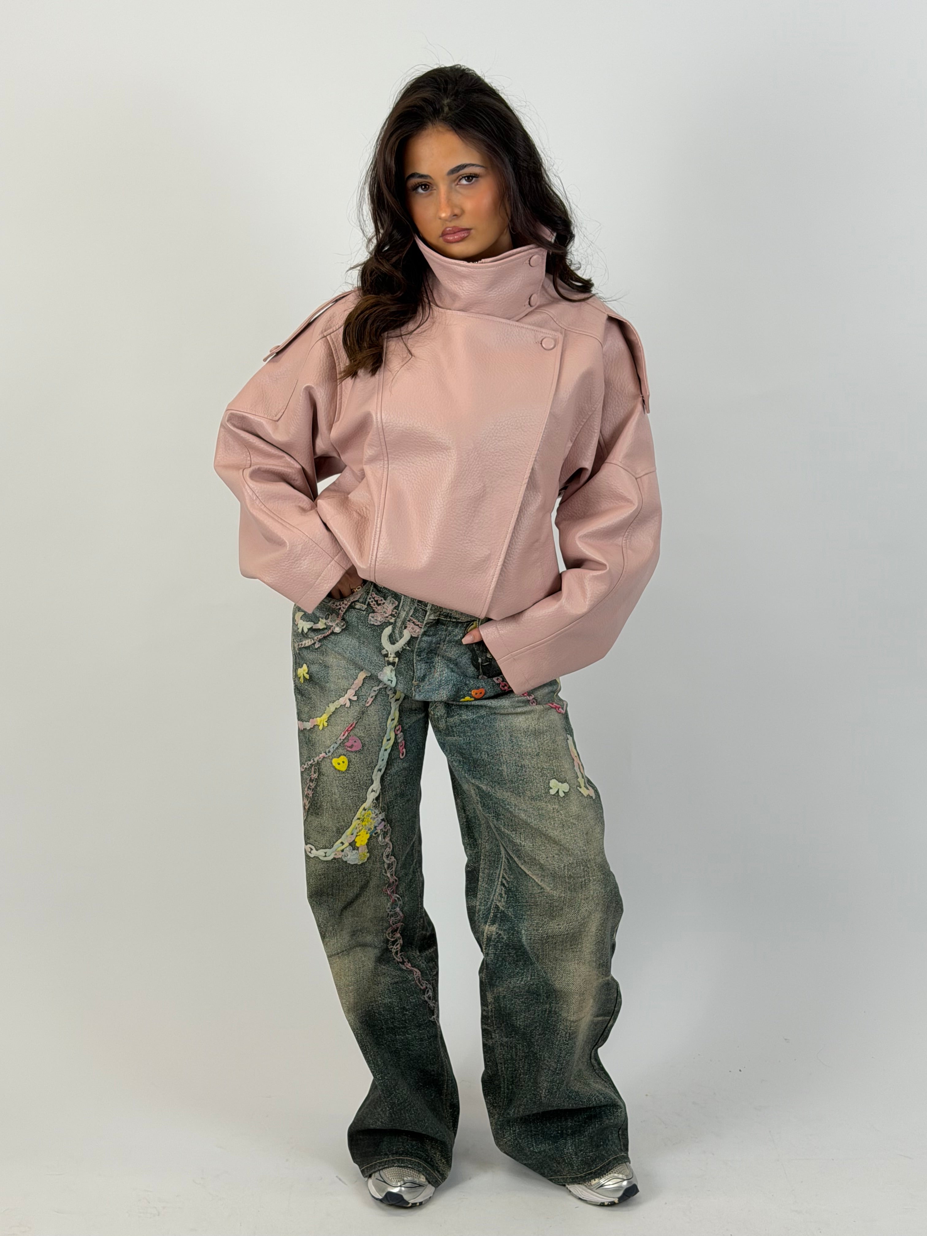 SPECIAL EDITION STRETCH CHAIN JEANS PINK