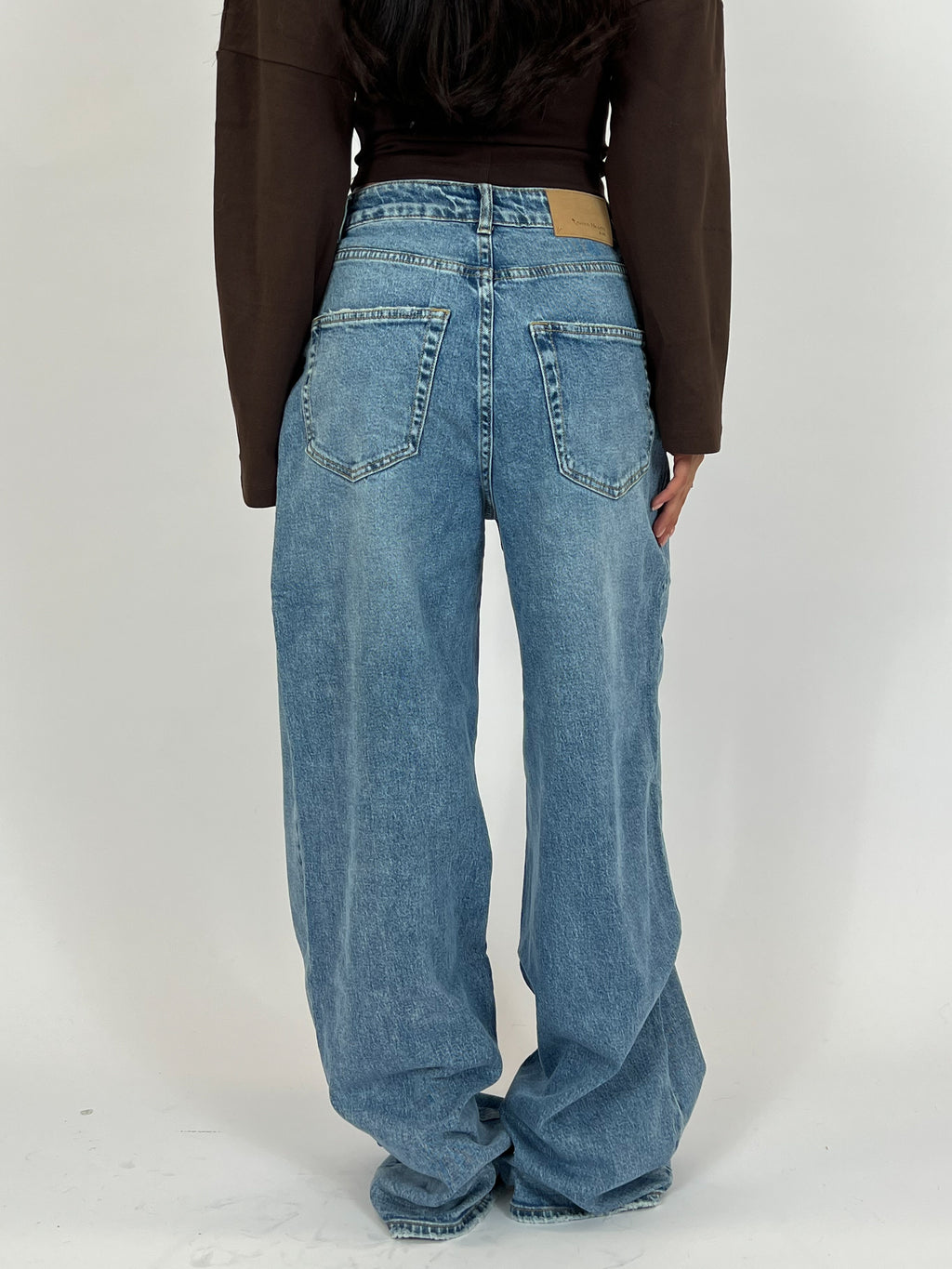BAGGY STRETCH WIDE LEG MID BLUE