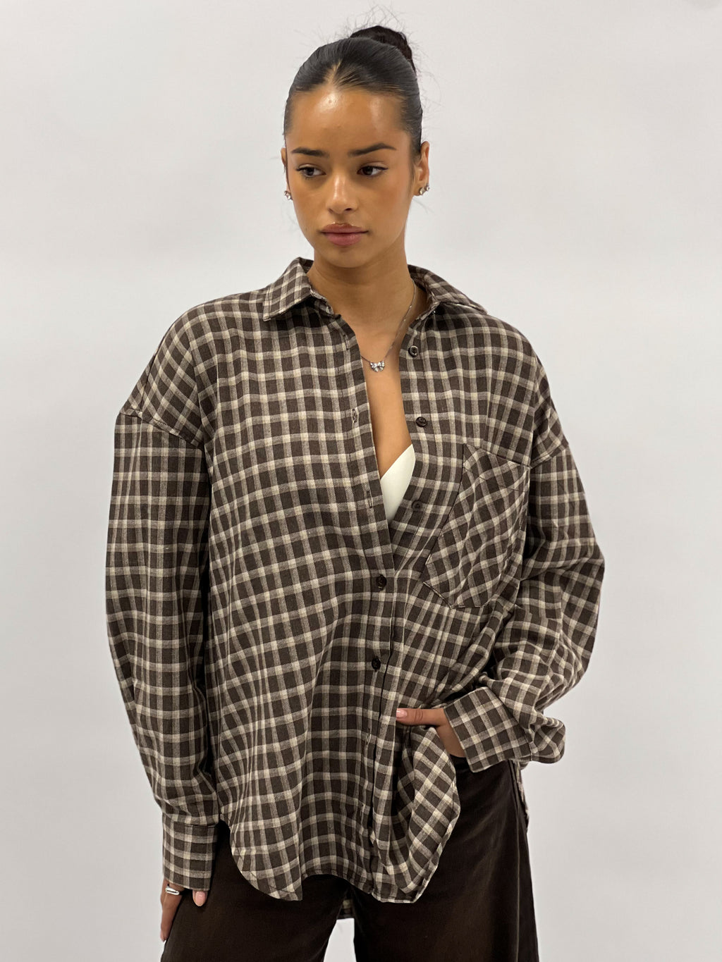 CHECKERED SHIRT BROWN/TAUPE