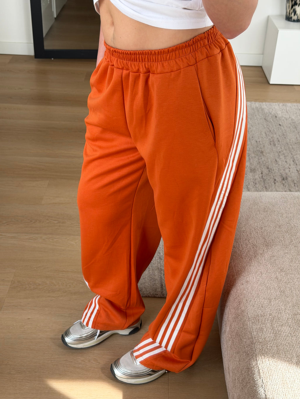 BAGGY STRIPED JOGGER ORANGE/WHITE WK