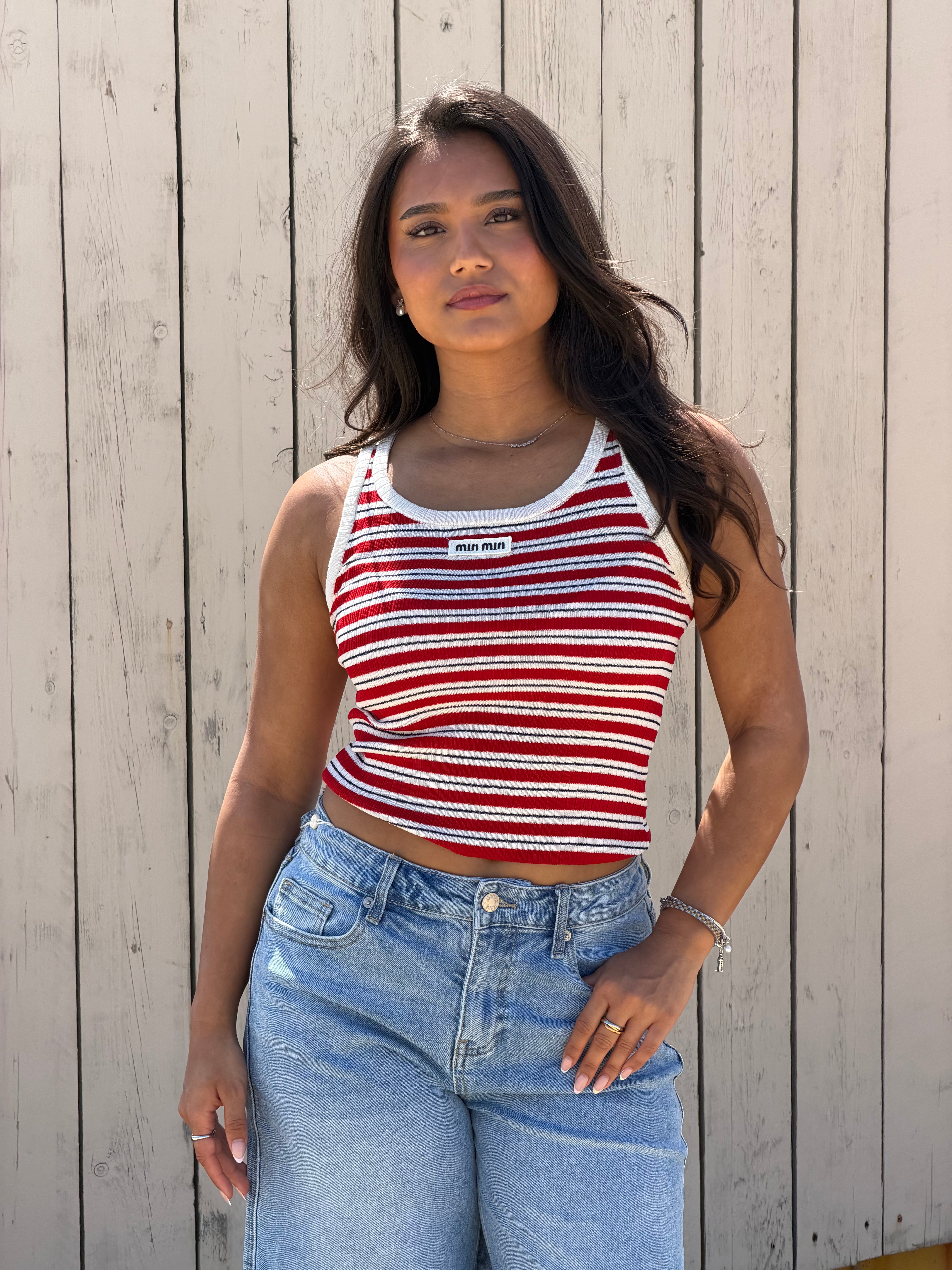 MIMI CROCHET TANK RED
