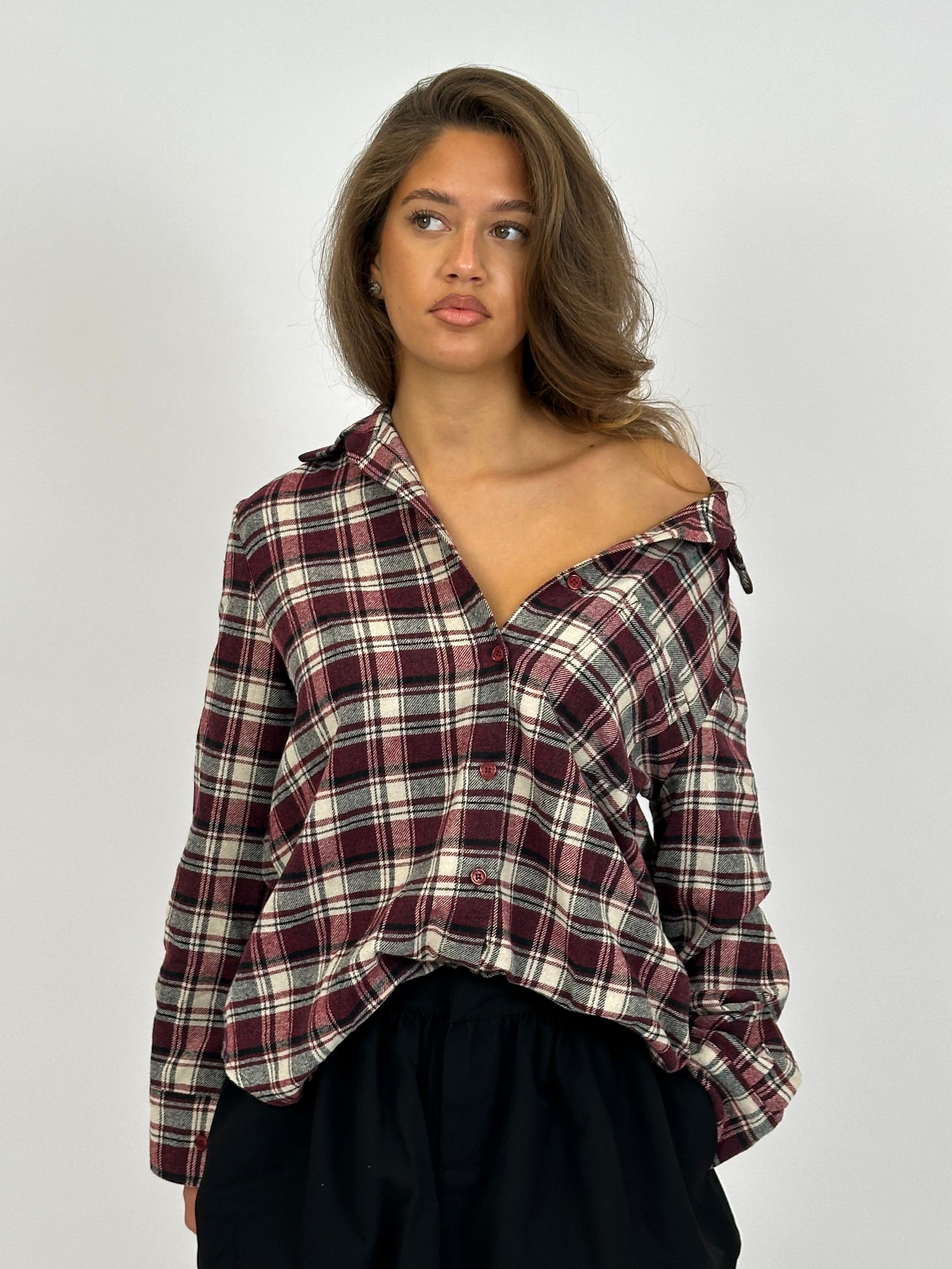 SOFT CHECK SHIRT BORDEAUX