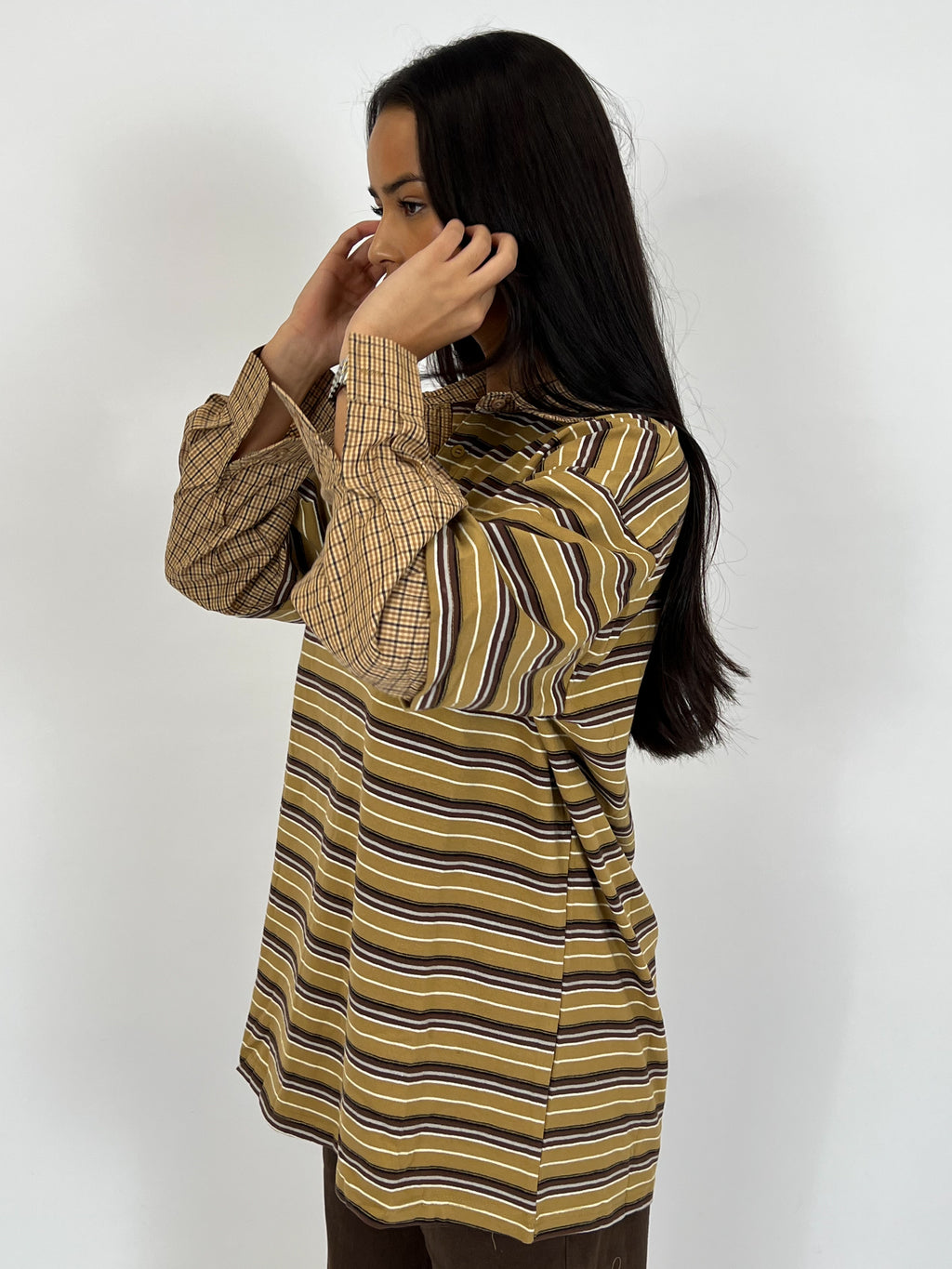 MIMI INSPIRED SHIRT LONGSLEEVE MUSTARD/CHECKS