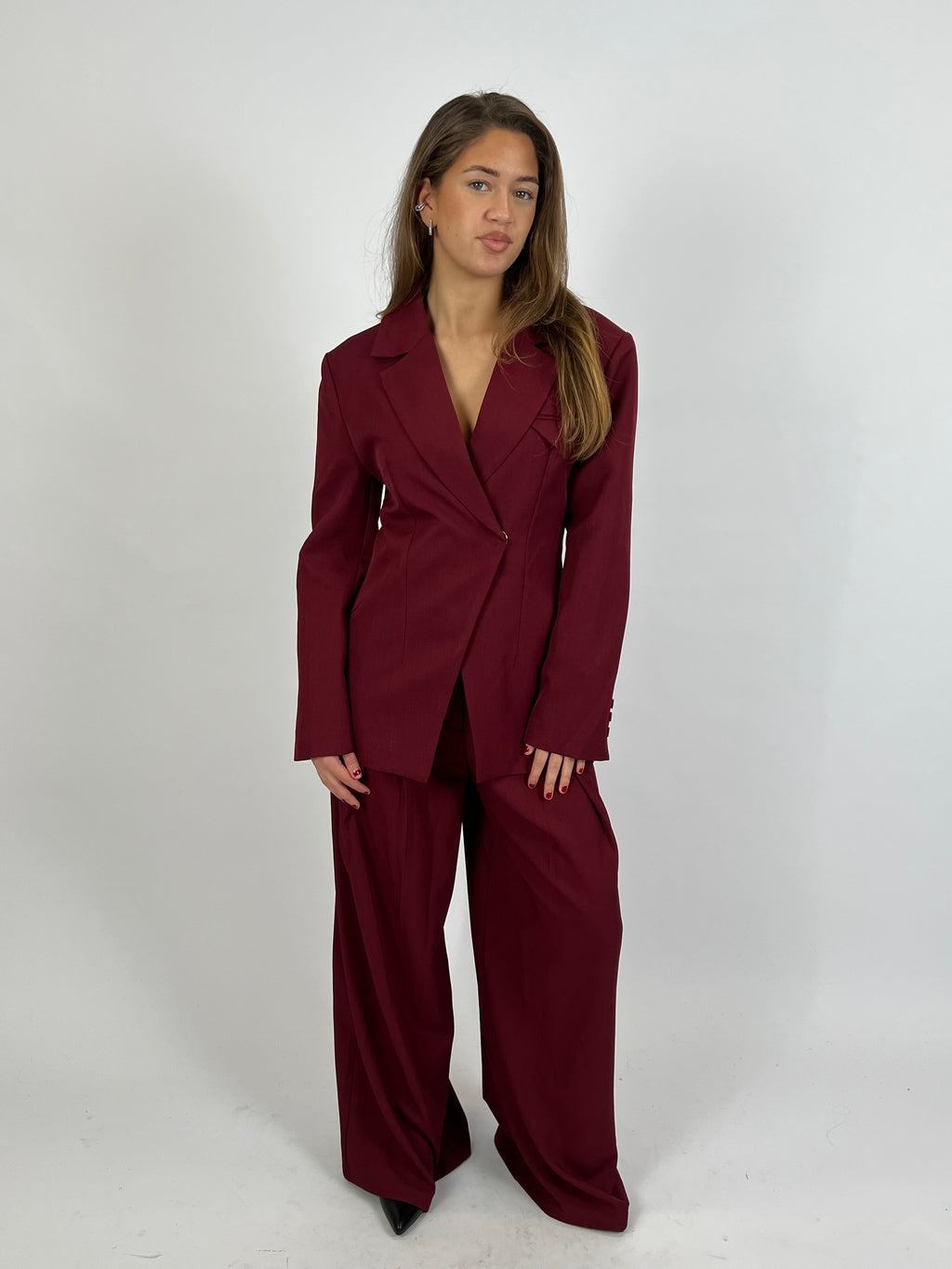 PREMIUM OVERLAP BLAZER BORDEAUX