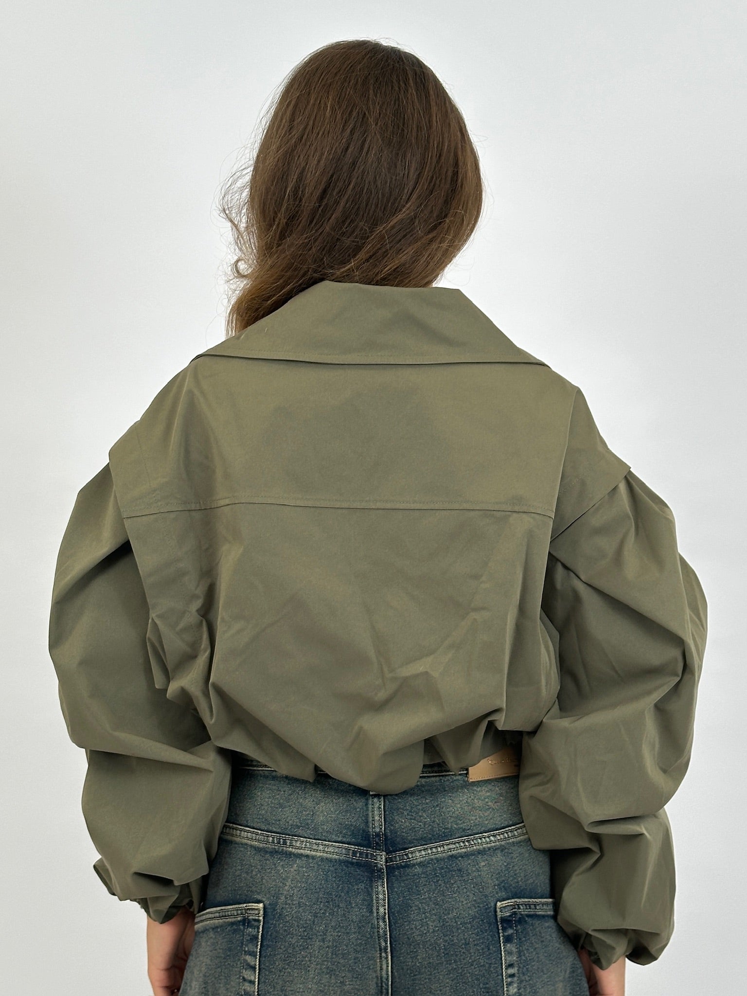 CROPPED PUFFY TRENCH ARMY