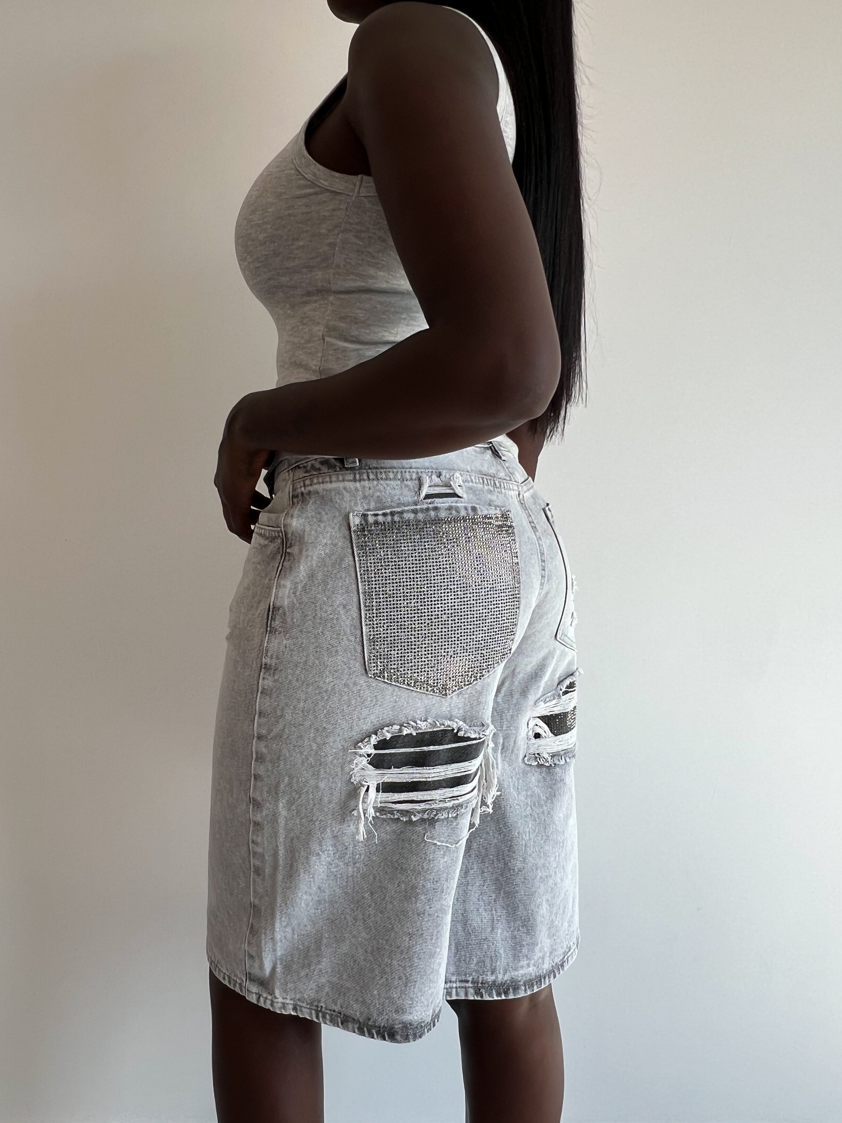 MAISON RHINESTONE JORT GREY