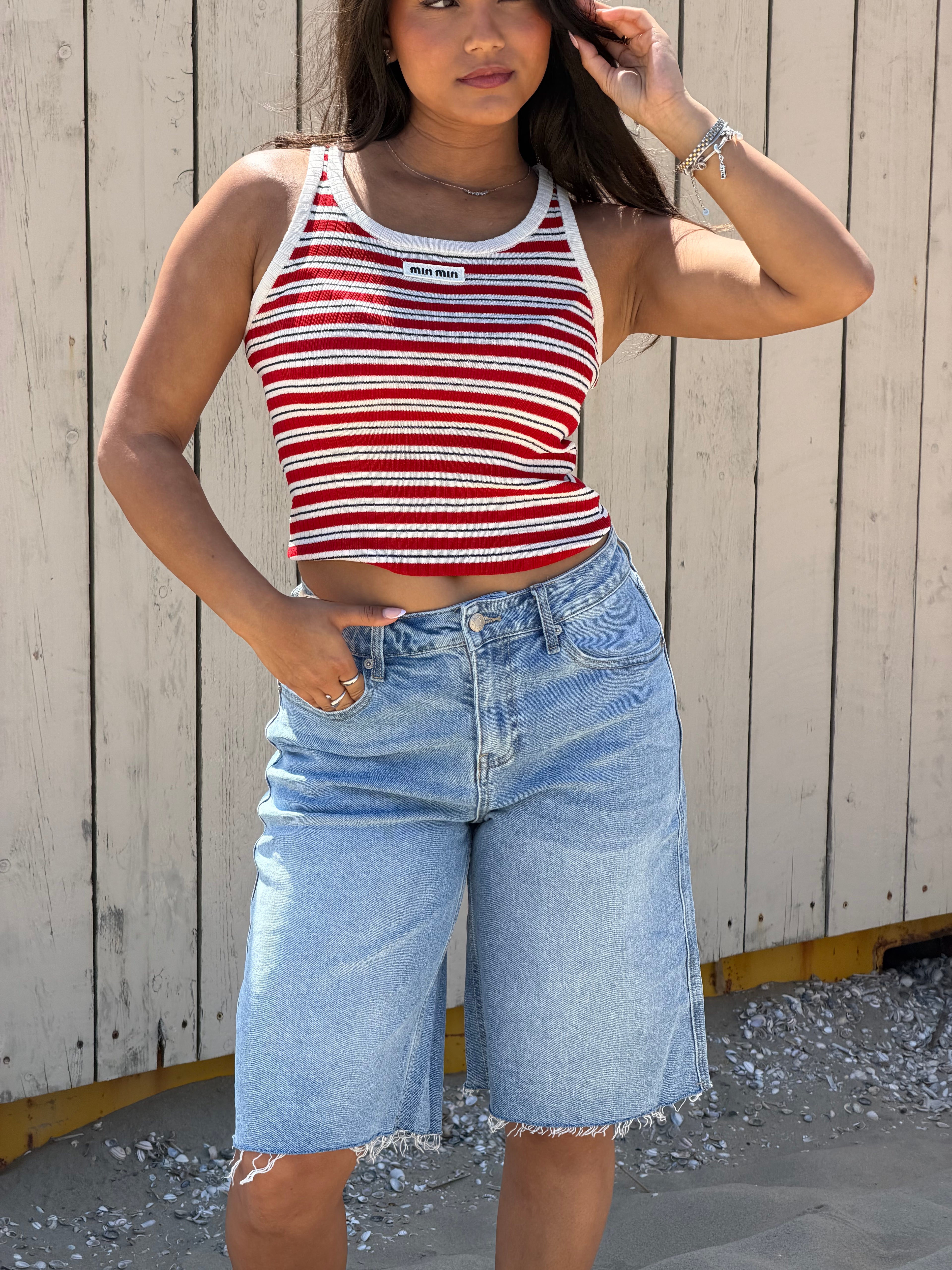 MIMI CROCHET TANK RED