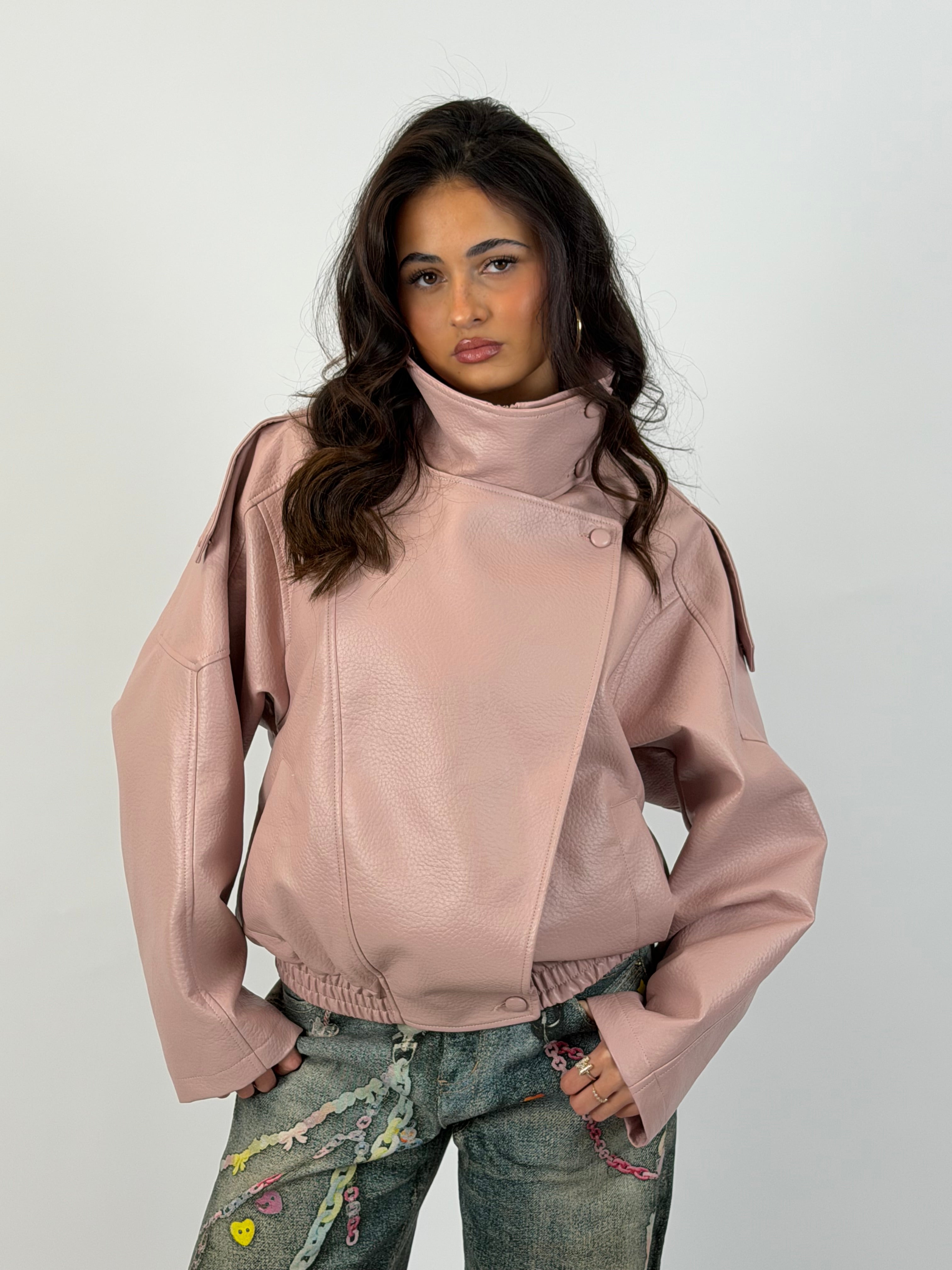 LAURENT PINK LEATHER JACKET