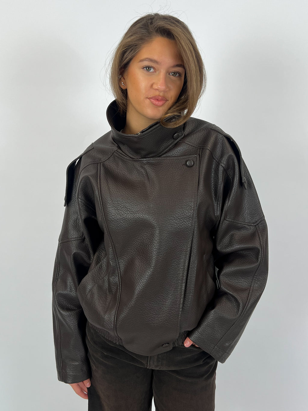 LAURENT CHOCO LEATHER JACKET