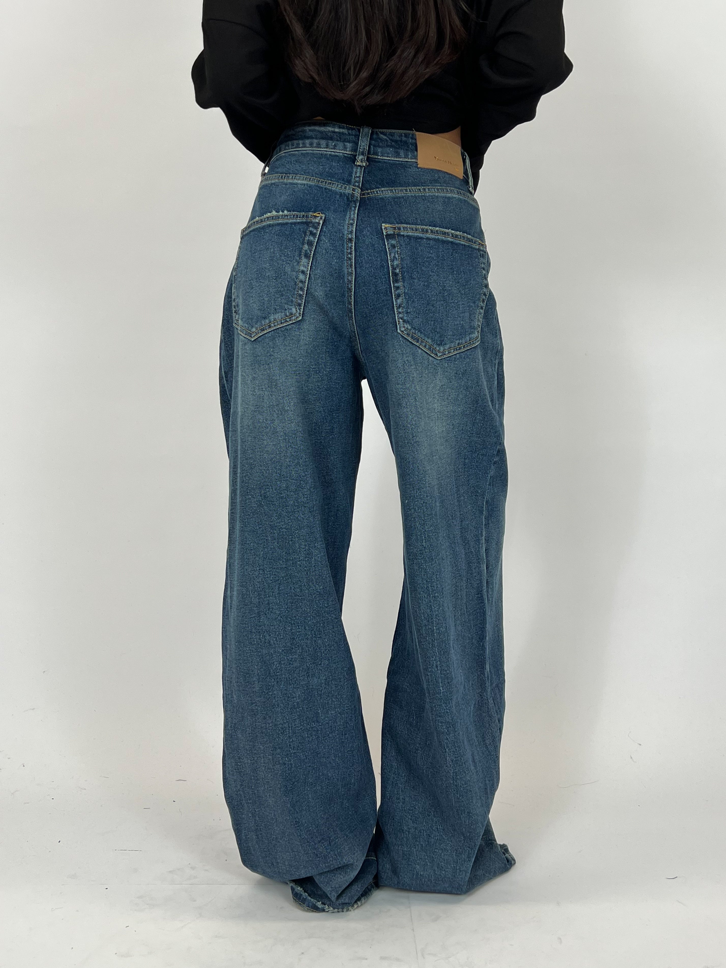BAGGY STRETCH WIDE LEG DARK BLUE