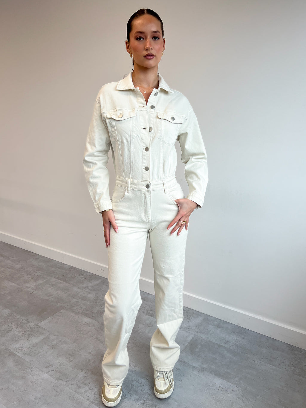 ESSENTIAL DENIM-JUMPSUIT BEIGE
