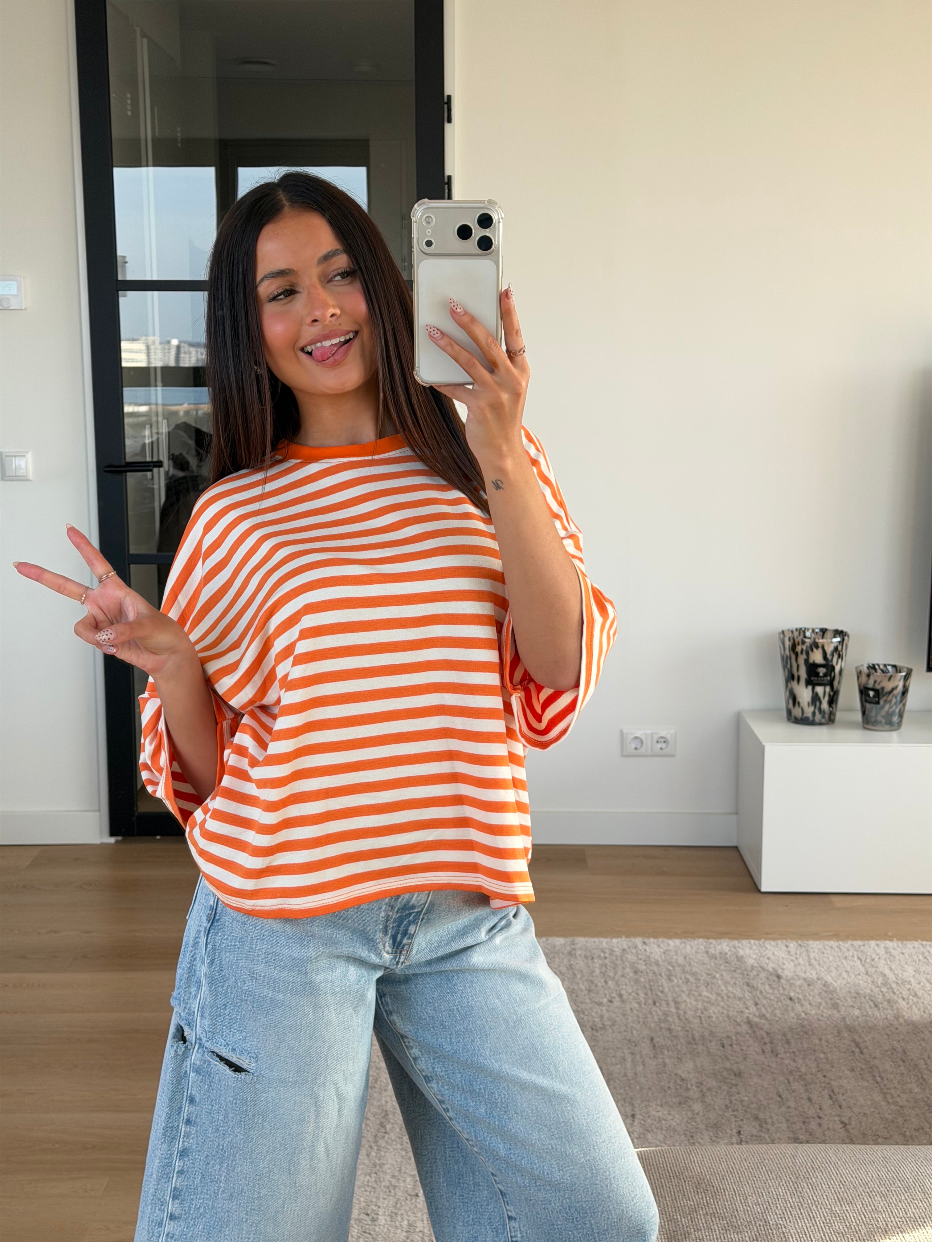 SISI STRIPED TEE ORANGE