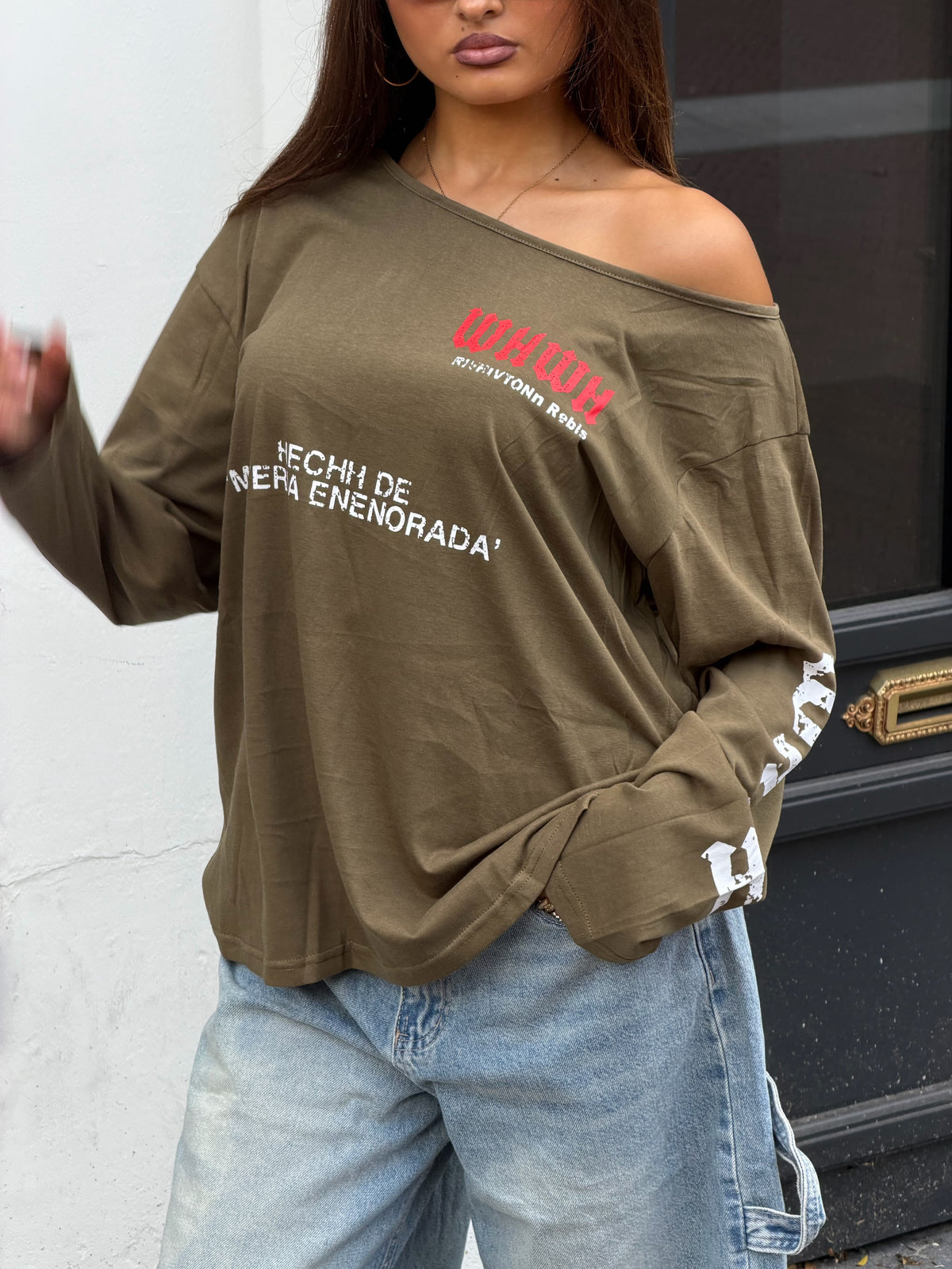 ARMY OFFSHOULDER LONGSLEEVE