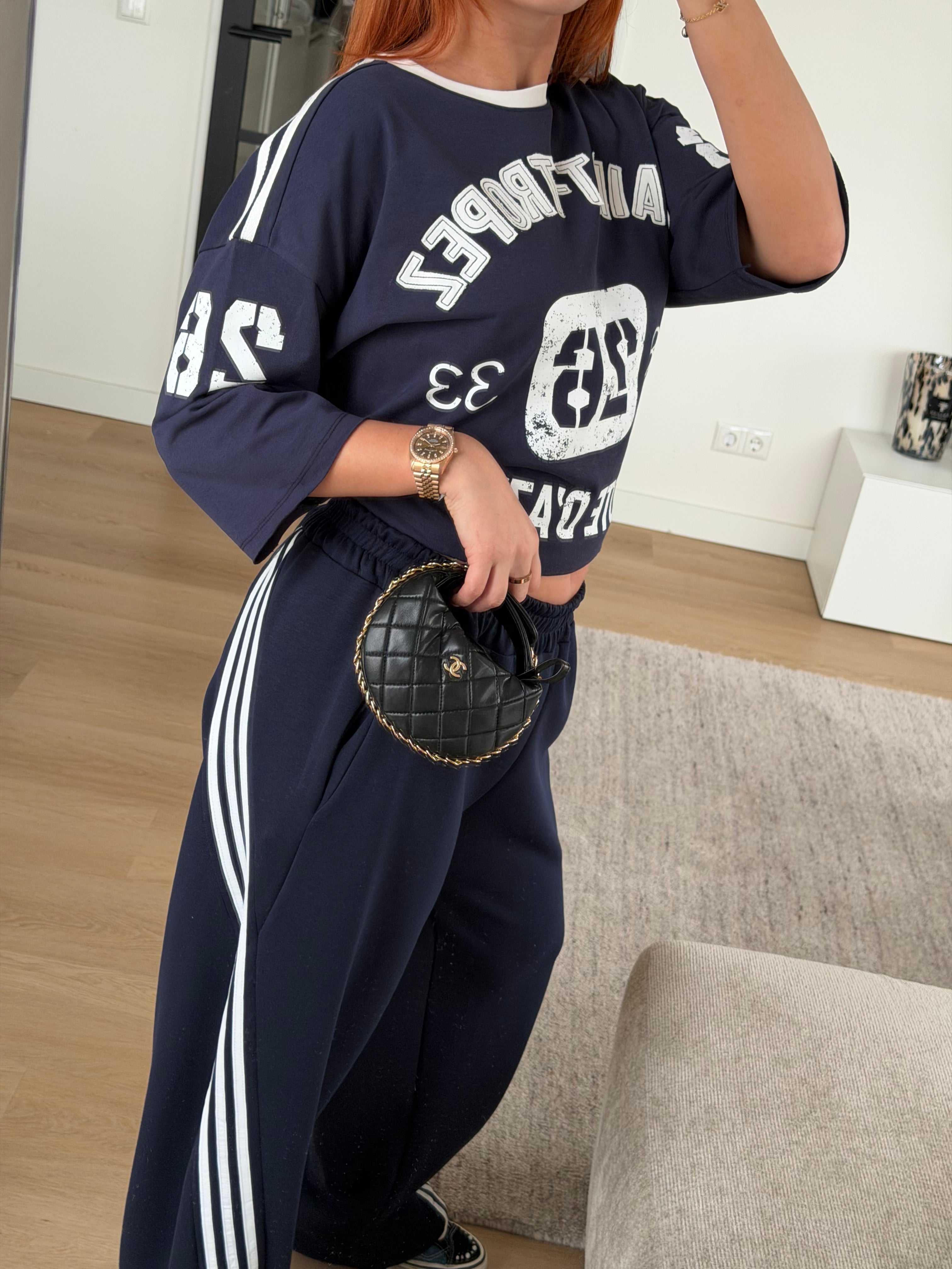 BAGGY STRIPED JOGGER NAVY