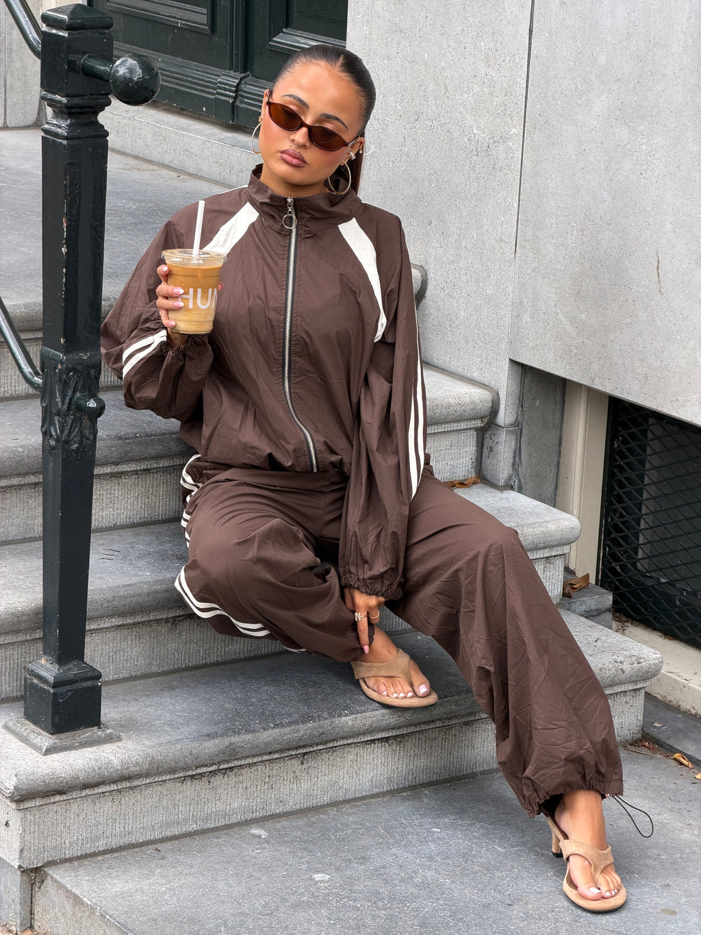 GINA WINDBREAKER TRACKSUIT BROWN