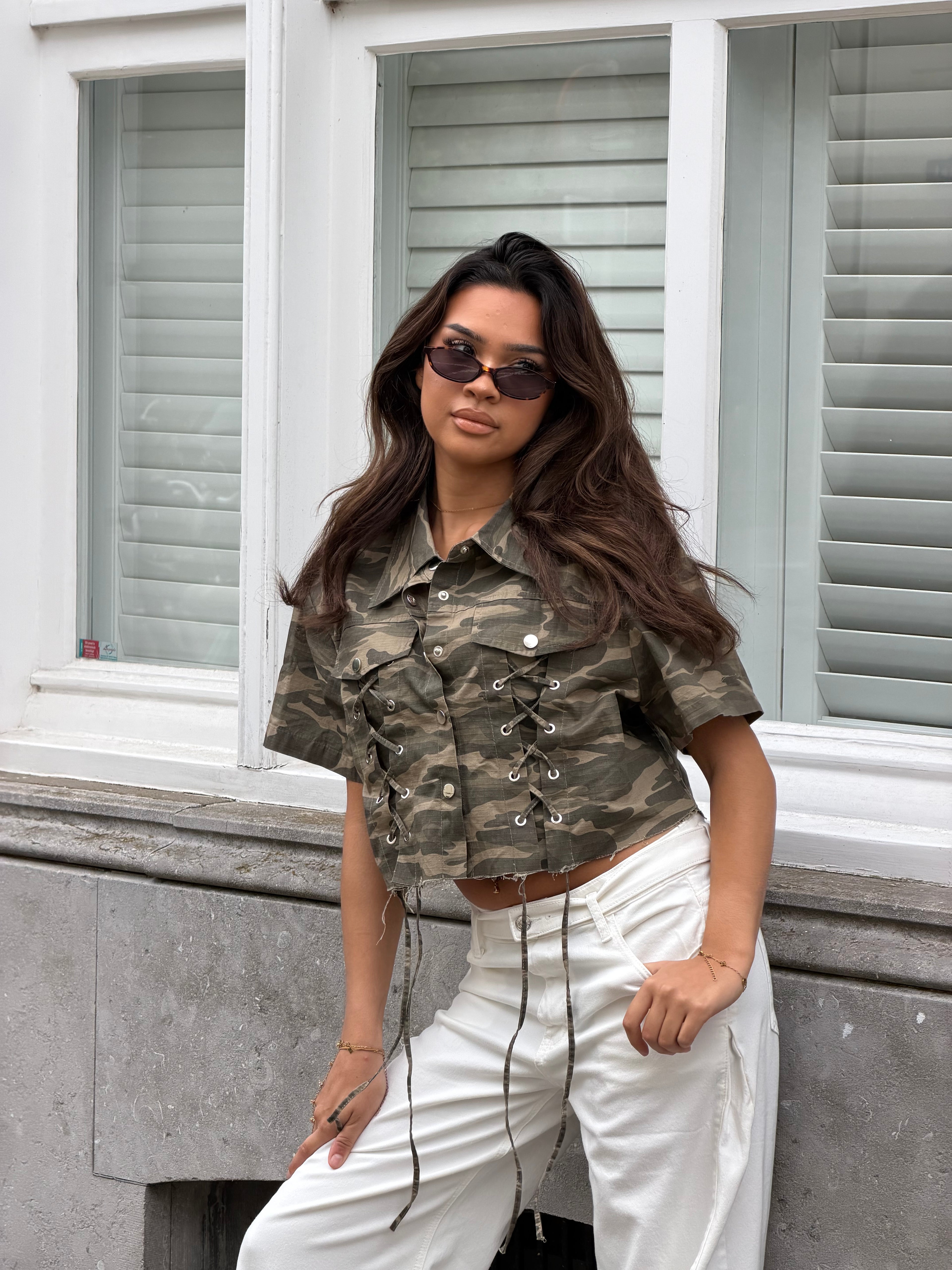 KELLY TIE UP TOP CAMO