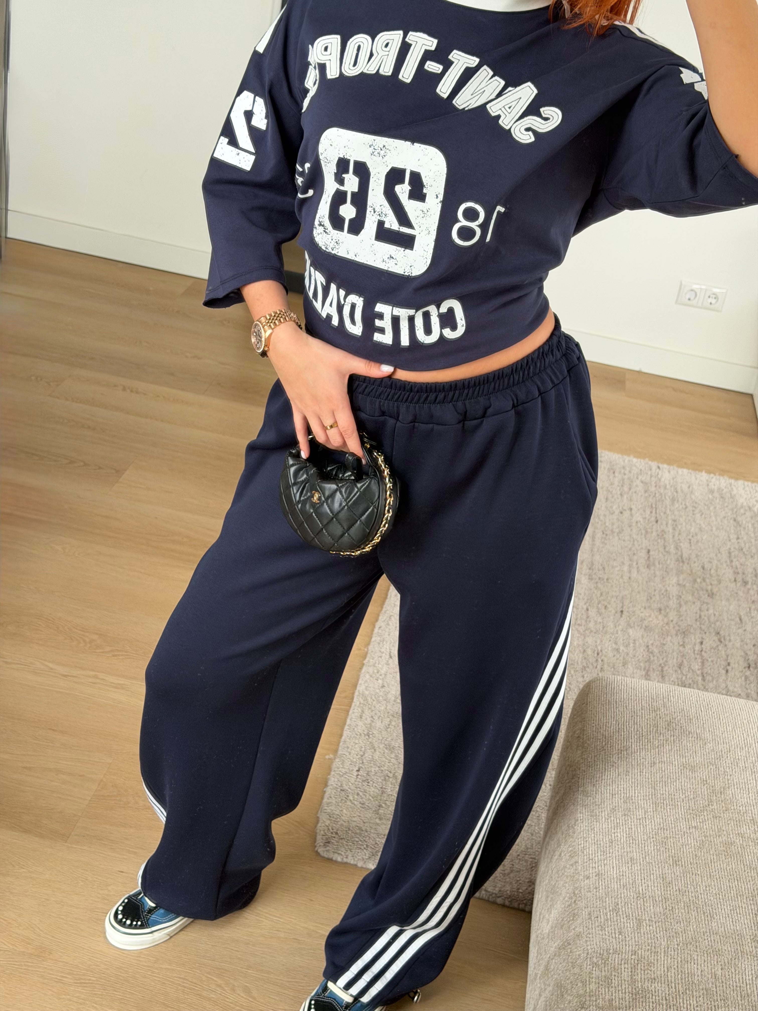 BAGGY STRIPED JOGGER NAVY