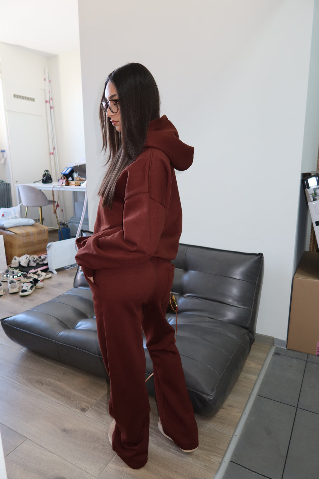 PREMIUM QUALITY PRIORITY BLANCS TRACKSUIT HOODIE BROWN