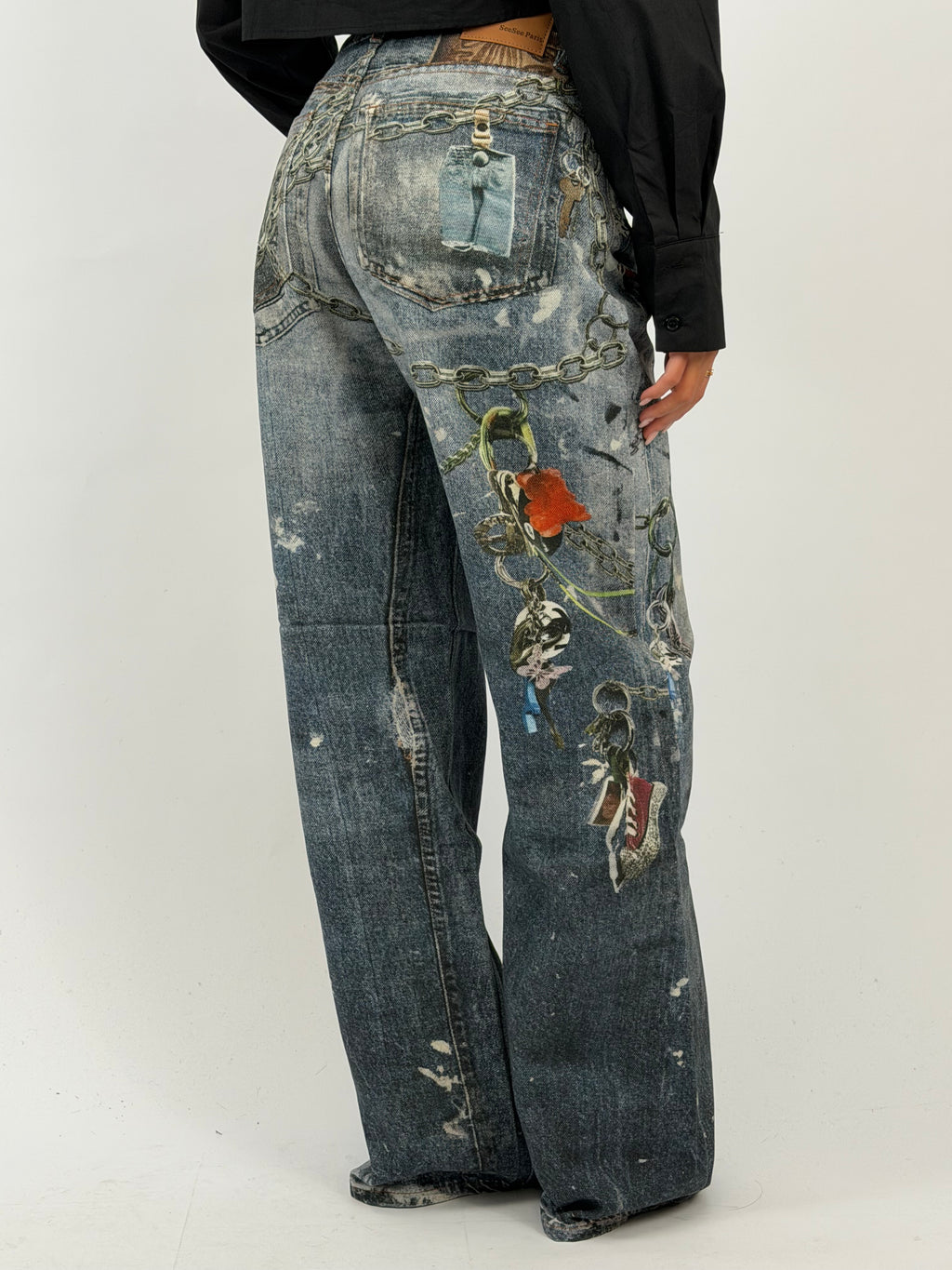 SPECIAL EDITION CHAIN JEANS BLUE/RED