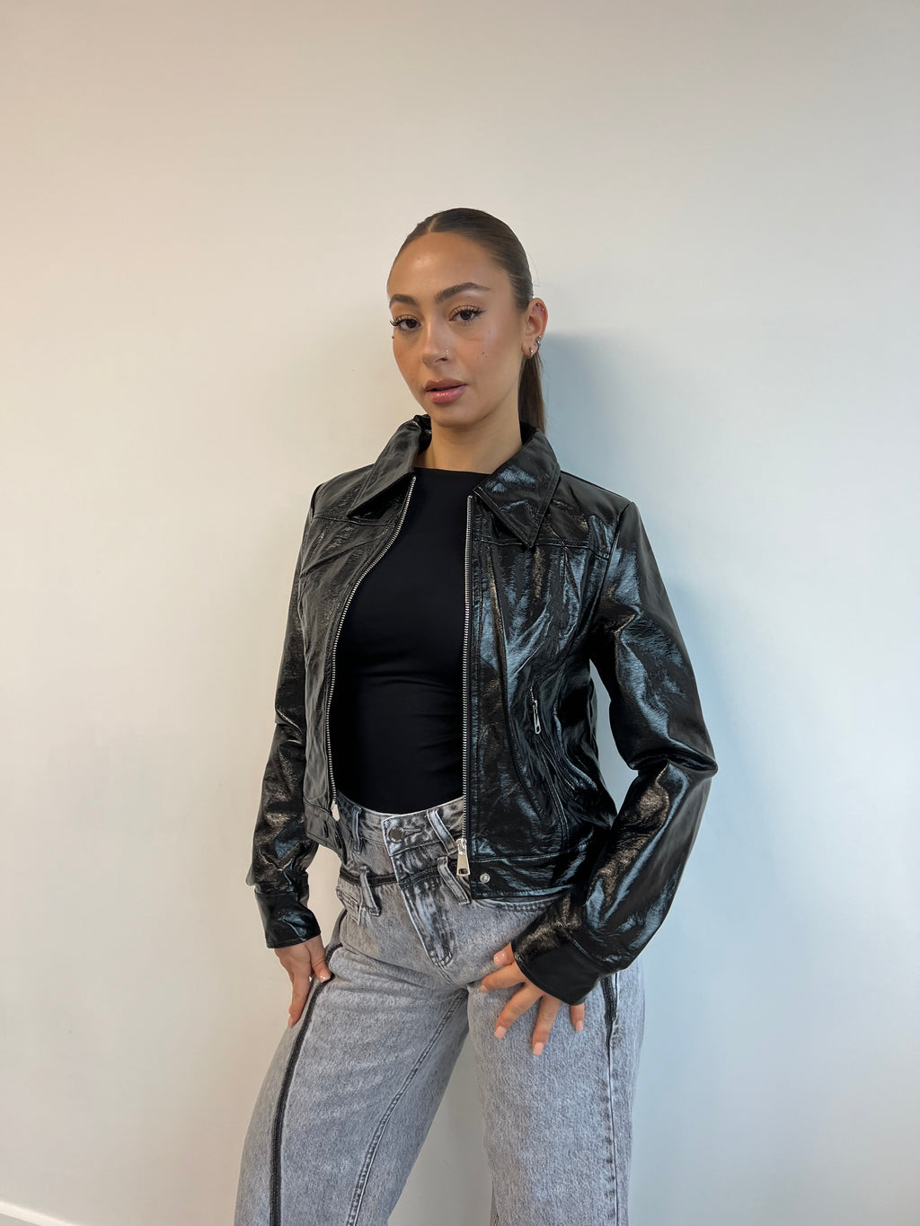 VINYL ZIP JACKET BLACK