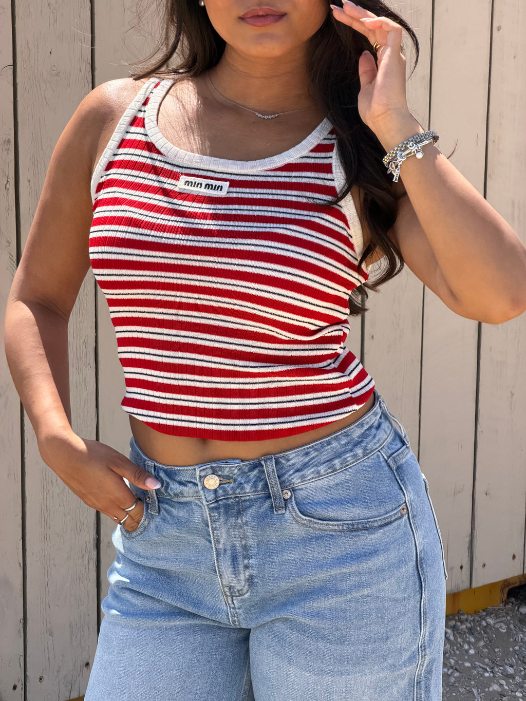MIMI CROCHET TANK RED