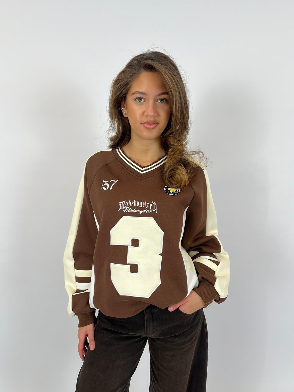 BASEBALL LONGSLEEVE SWEAT CHOCO/BEIGE