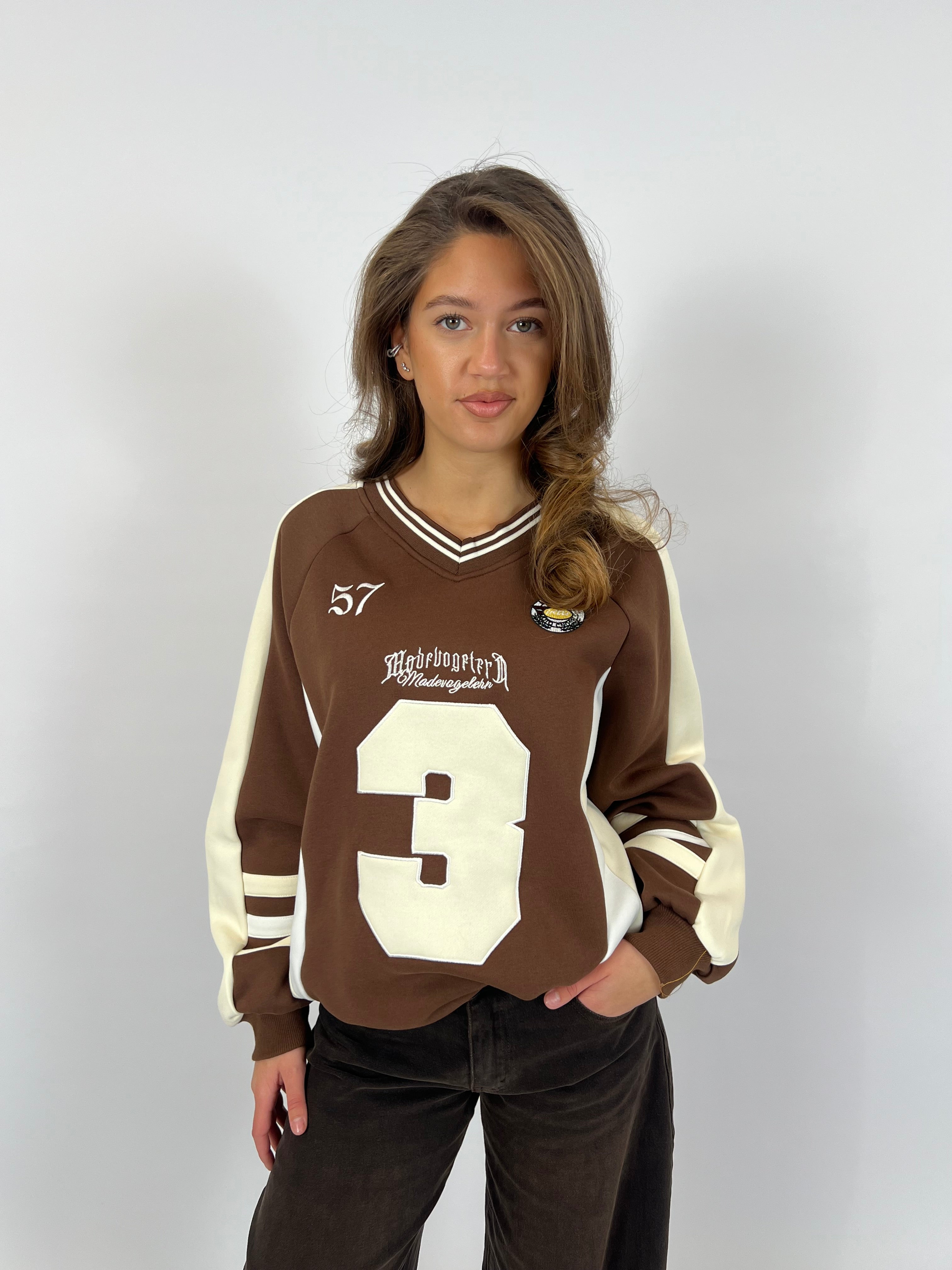 BASEBALL LONGSLEEVE SWEAT CHOCO/BEIGE