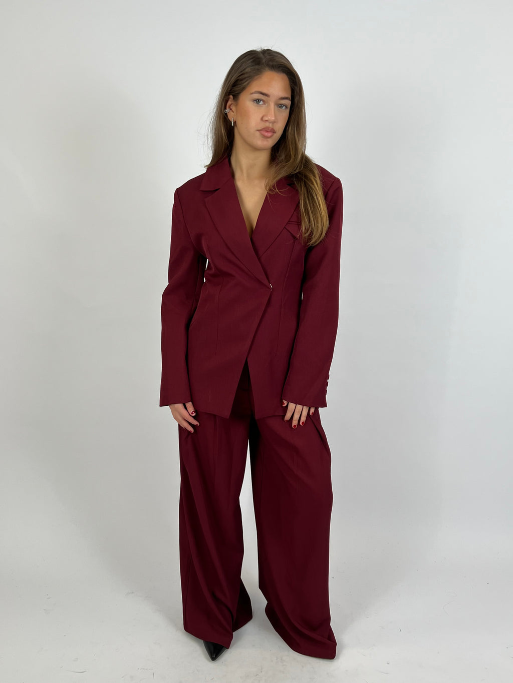 PREMIUM OVERLAP BLAZER BORDEAUX
