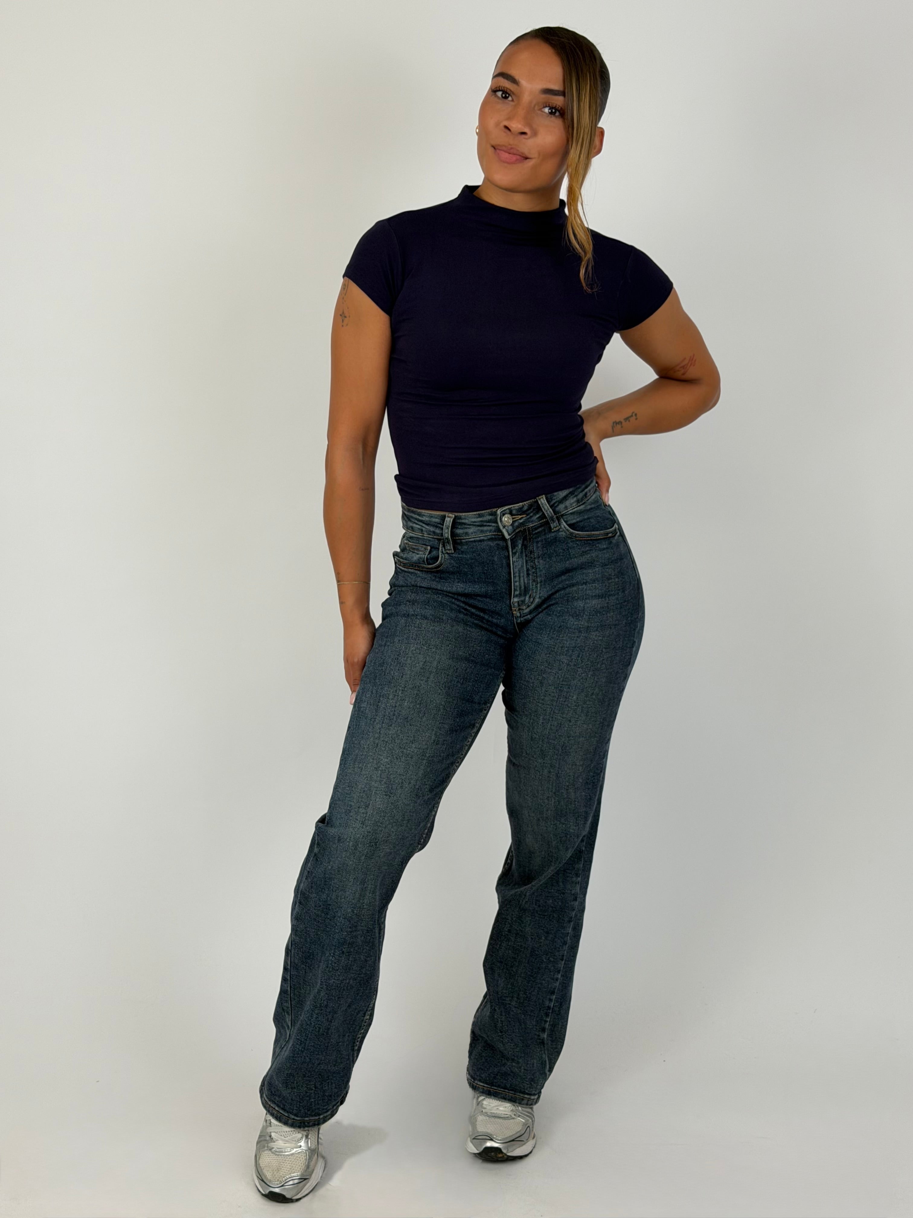 BIBI STRETCH WIDE LEG DARK BLUE H981-5