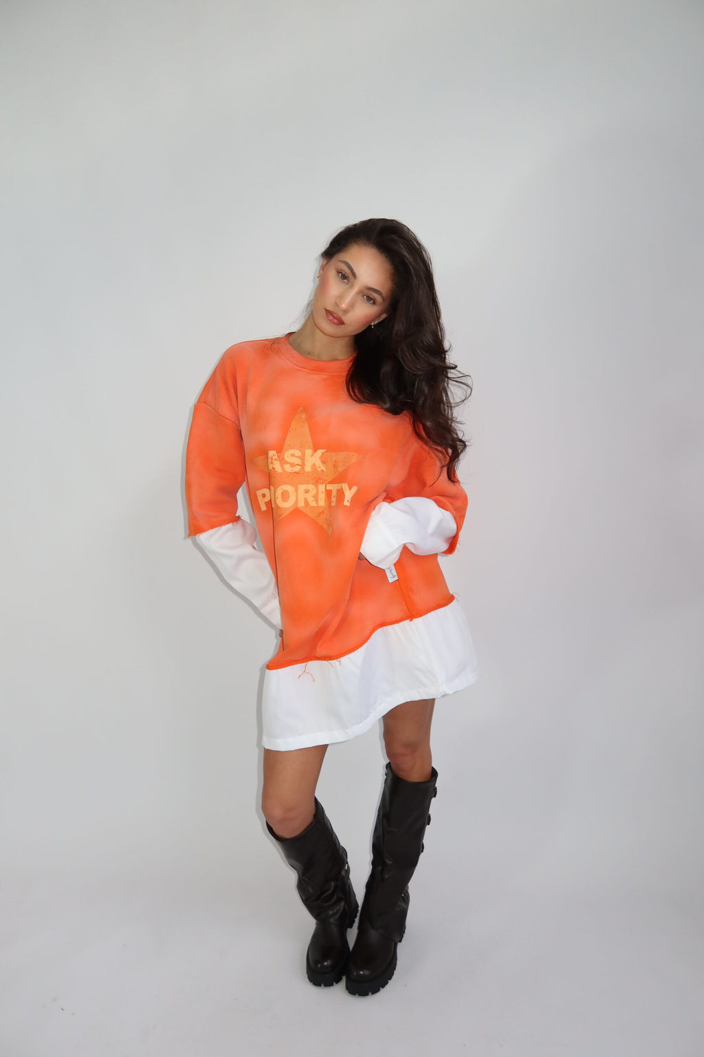 EXCLUSIVE WHITE SHIRT LONGSLEEVE ORANGE