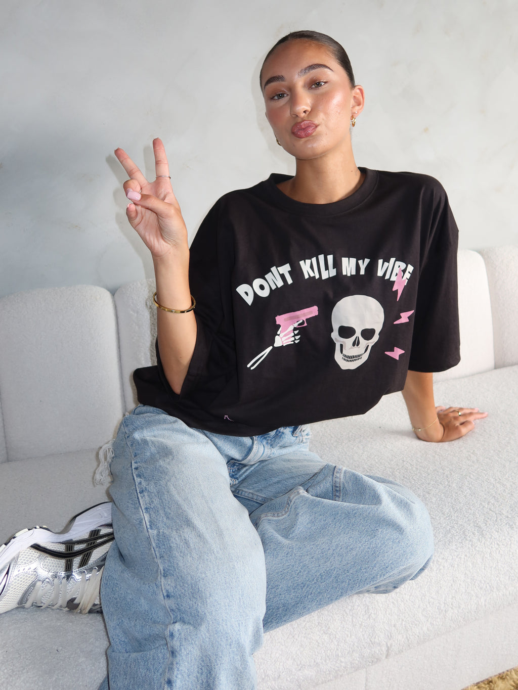 DON’T KILL MY VIBE RHINESTONE TEE