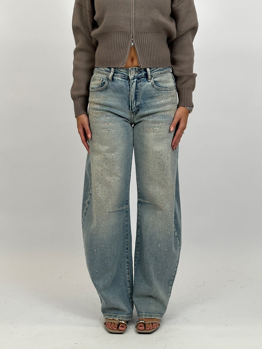 RHINESTONE STRETCH BARREL VINTAGE WASH