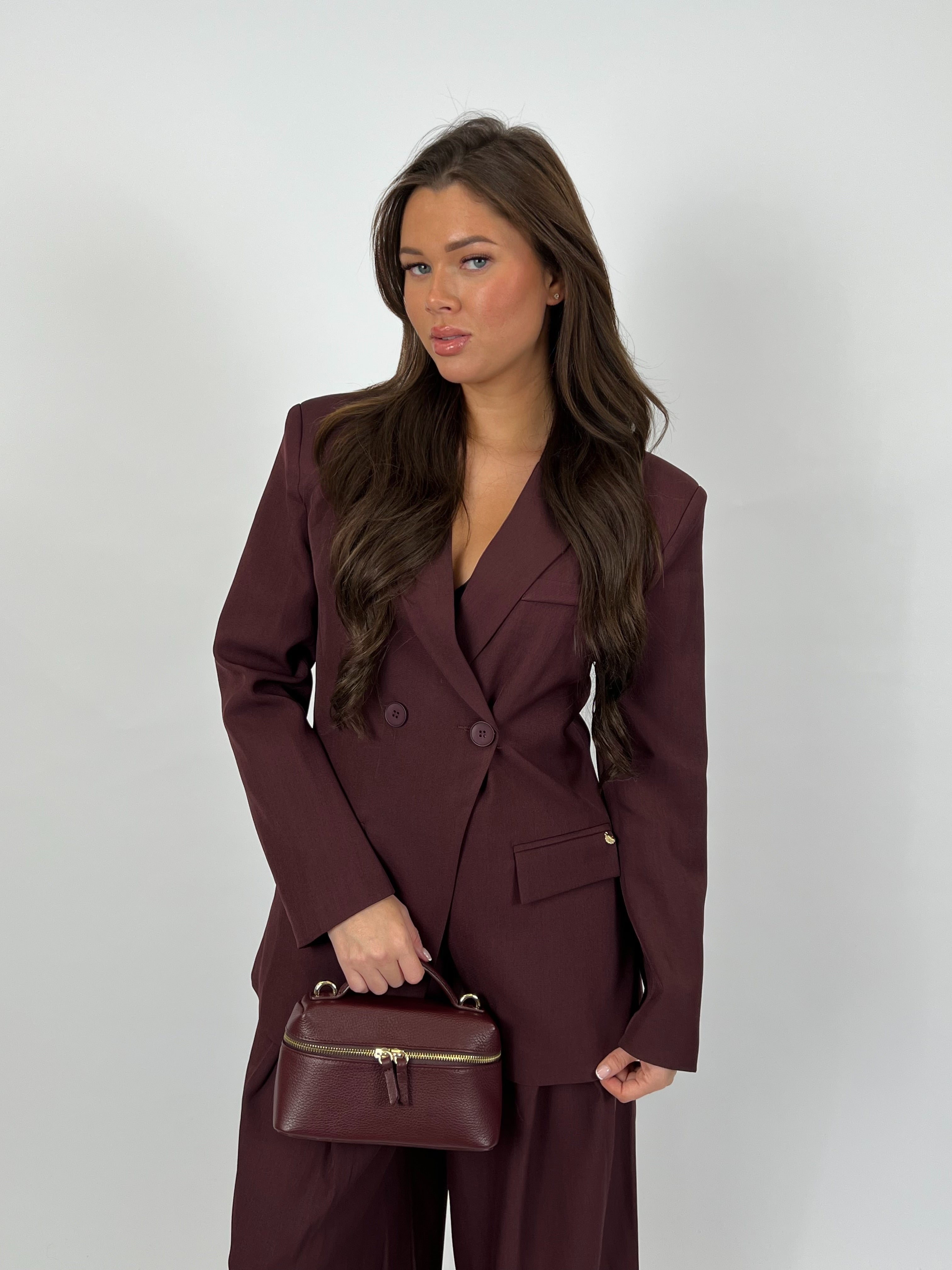 PREMIUM OVERLAP BLAZER PLUM