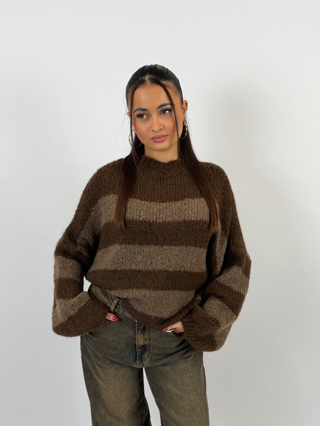 JANE KNIT BROWN/TAUPE