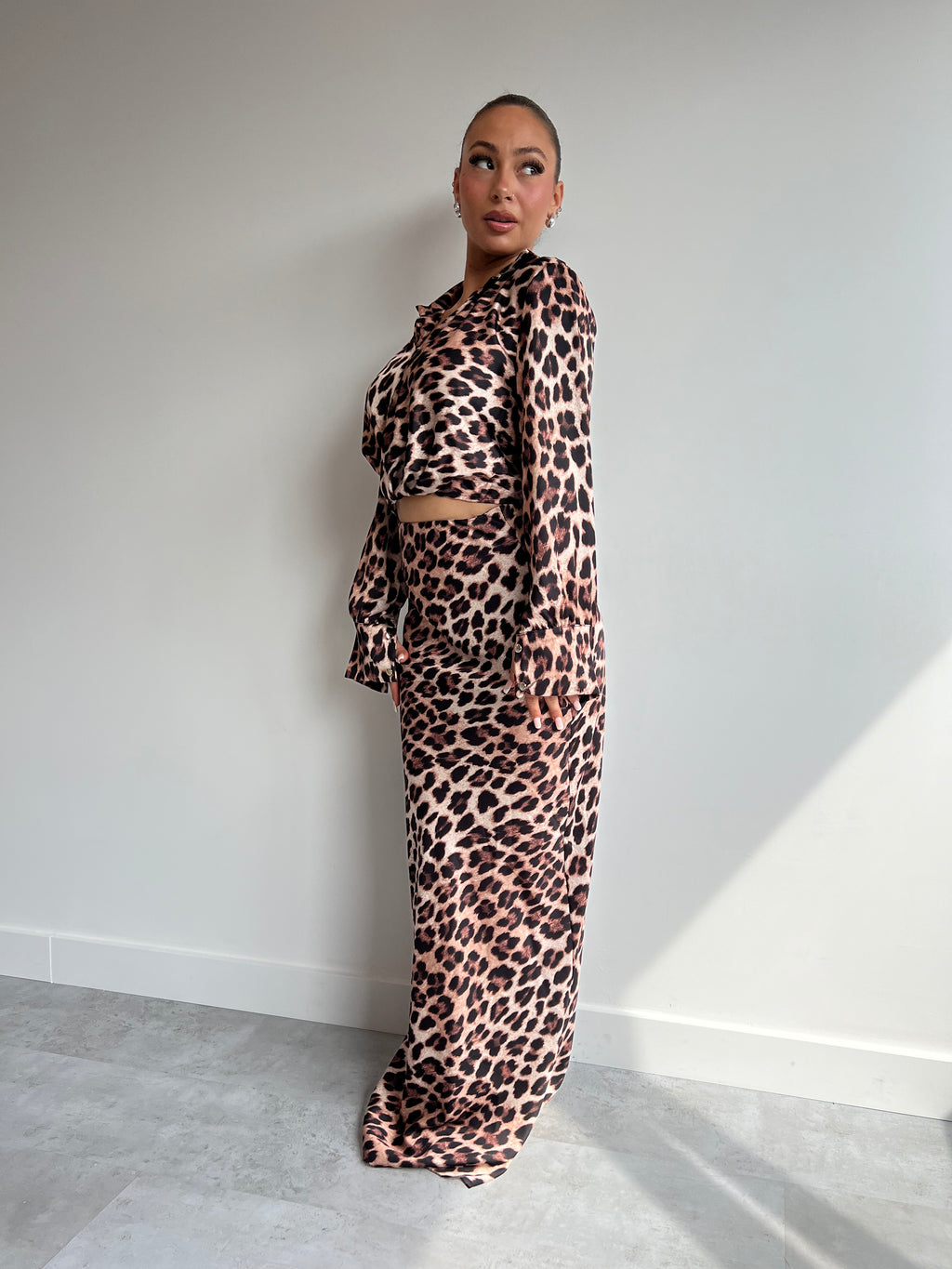 LOLITA SATIN SKIRT SET DARK LEOPARD