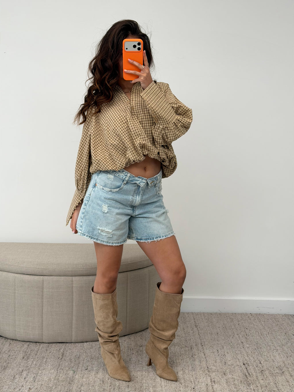 FOLDED WAIST SHORT LIGHT DENIM